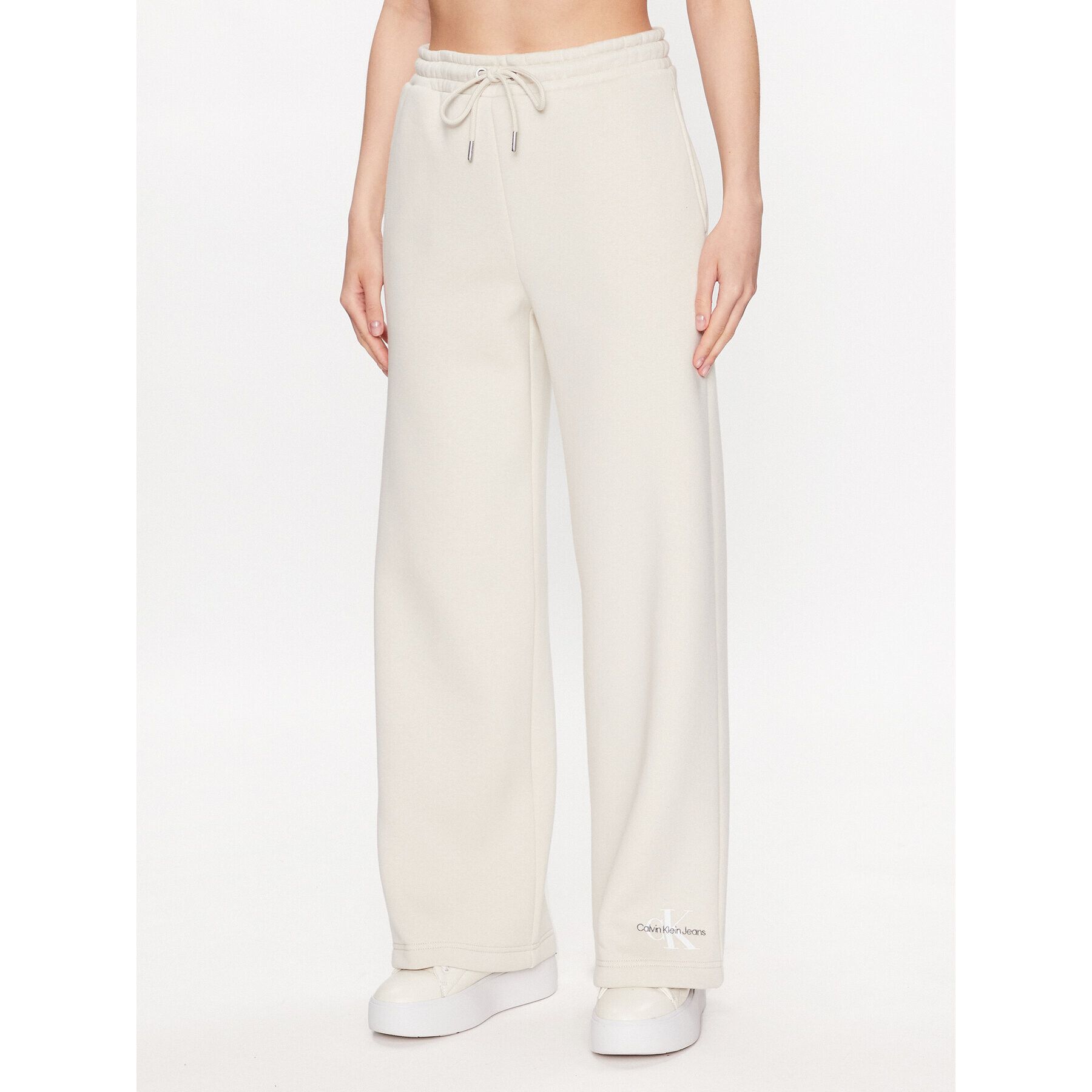 Calvin Klein Jeans Pantaloni trening J20J221296 Écru Relaxed Fit - Pled.ro