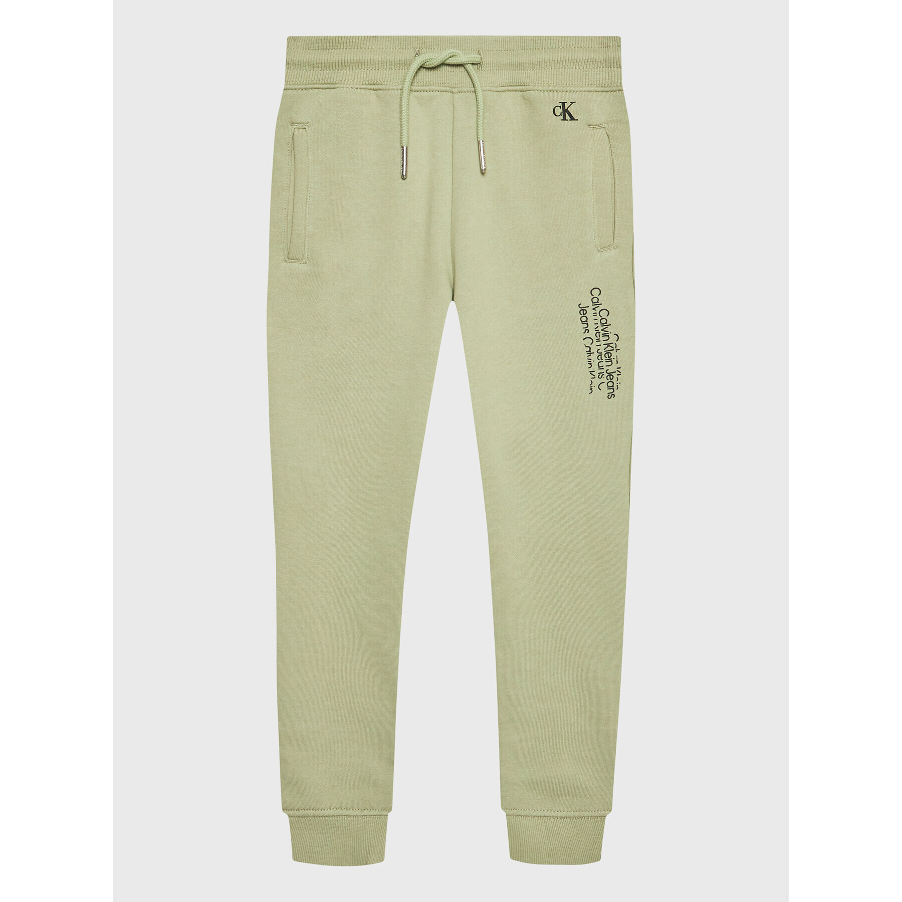 Calvin Klein Jeans Pantaloni trening Repeat Inst. Logo IB0IB01568 Verde Regular Fit - Pled.ro