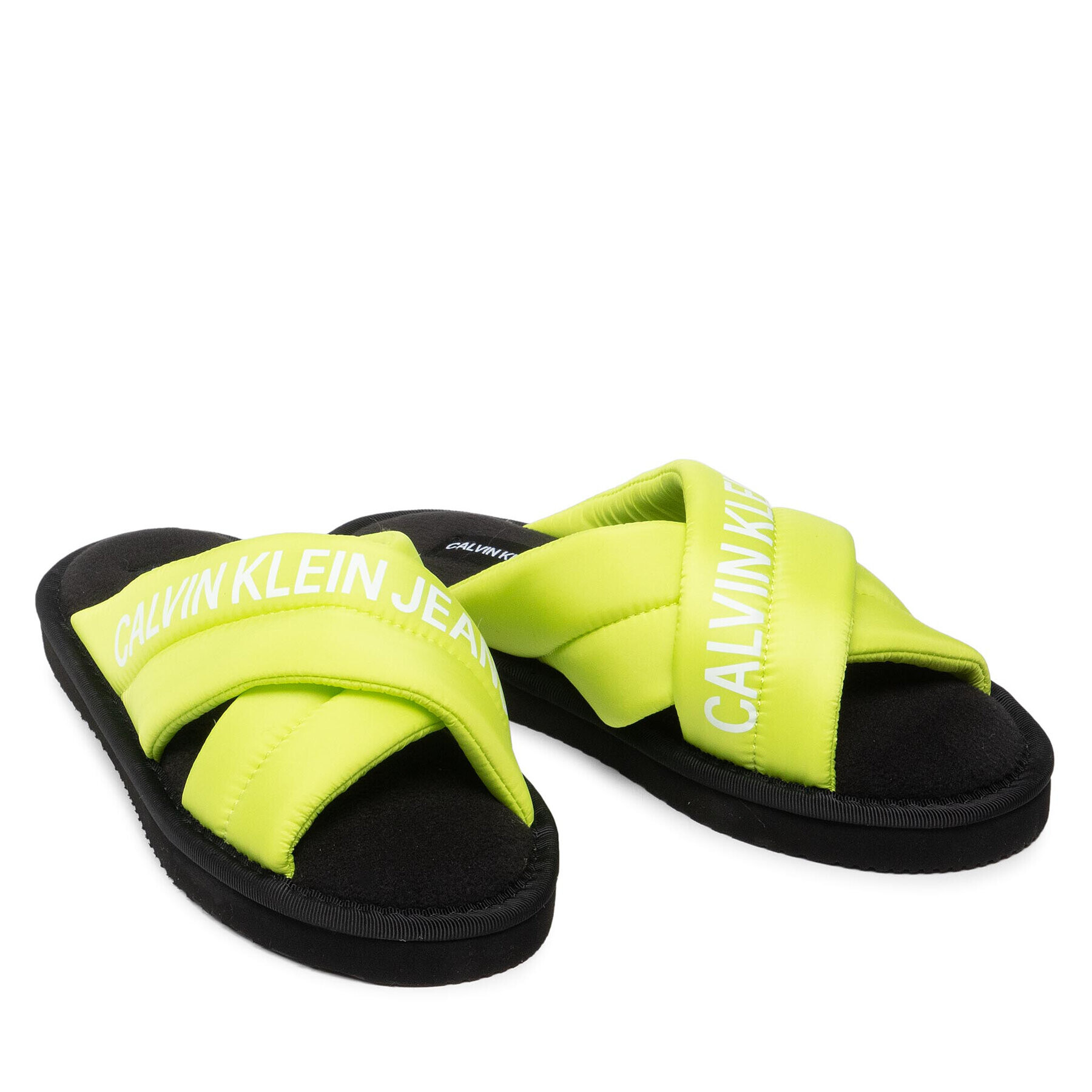 Calvin Klein Jeans Papuci de casă Home Criss Cross Slipper YW0YW00477 Verde - Pled.ro