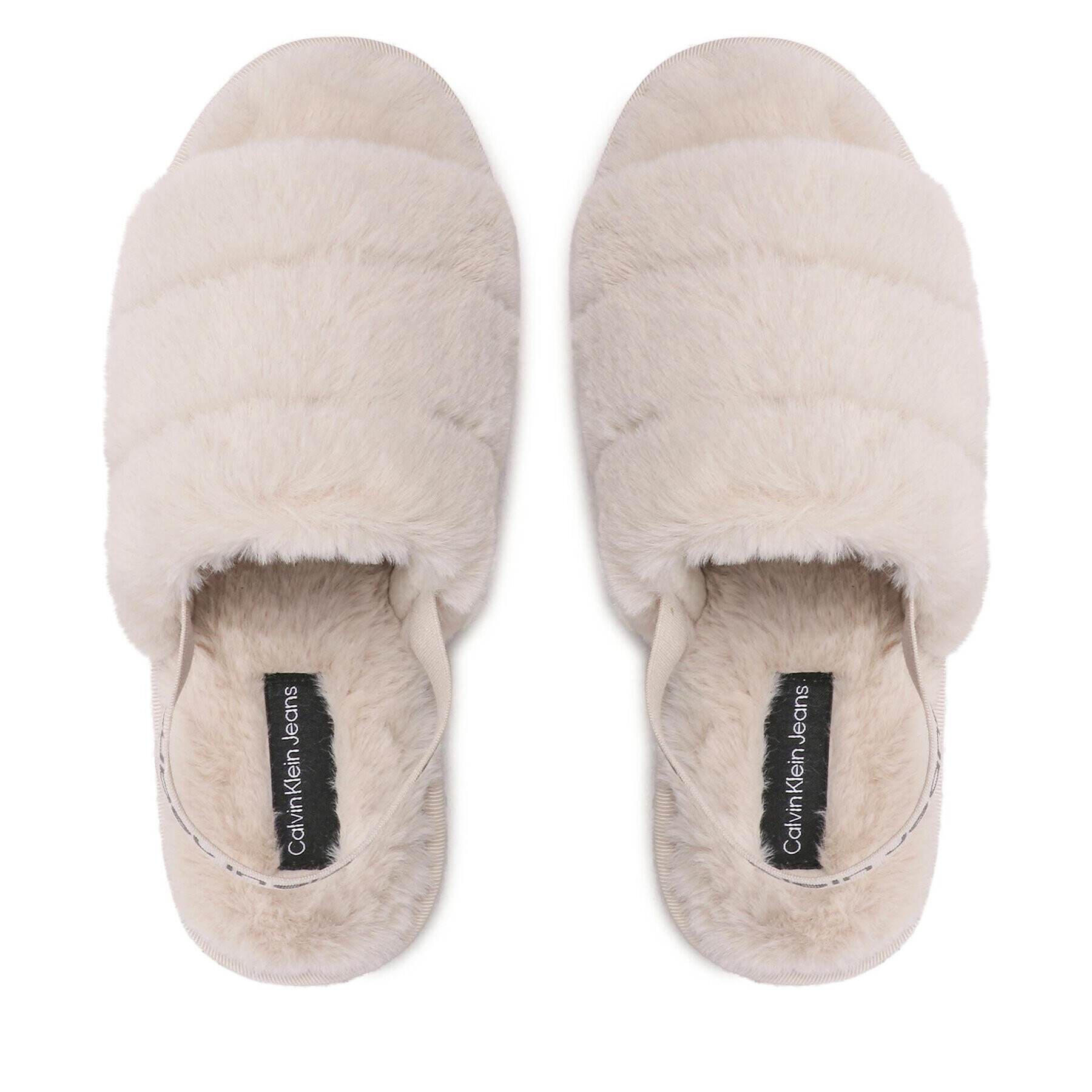 Calvin Klein Jeans Papuci de casă Home Slipper Fakefur Elastic YW0YW00751 Bej - Pled.ro