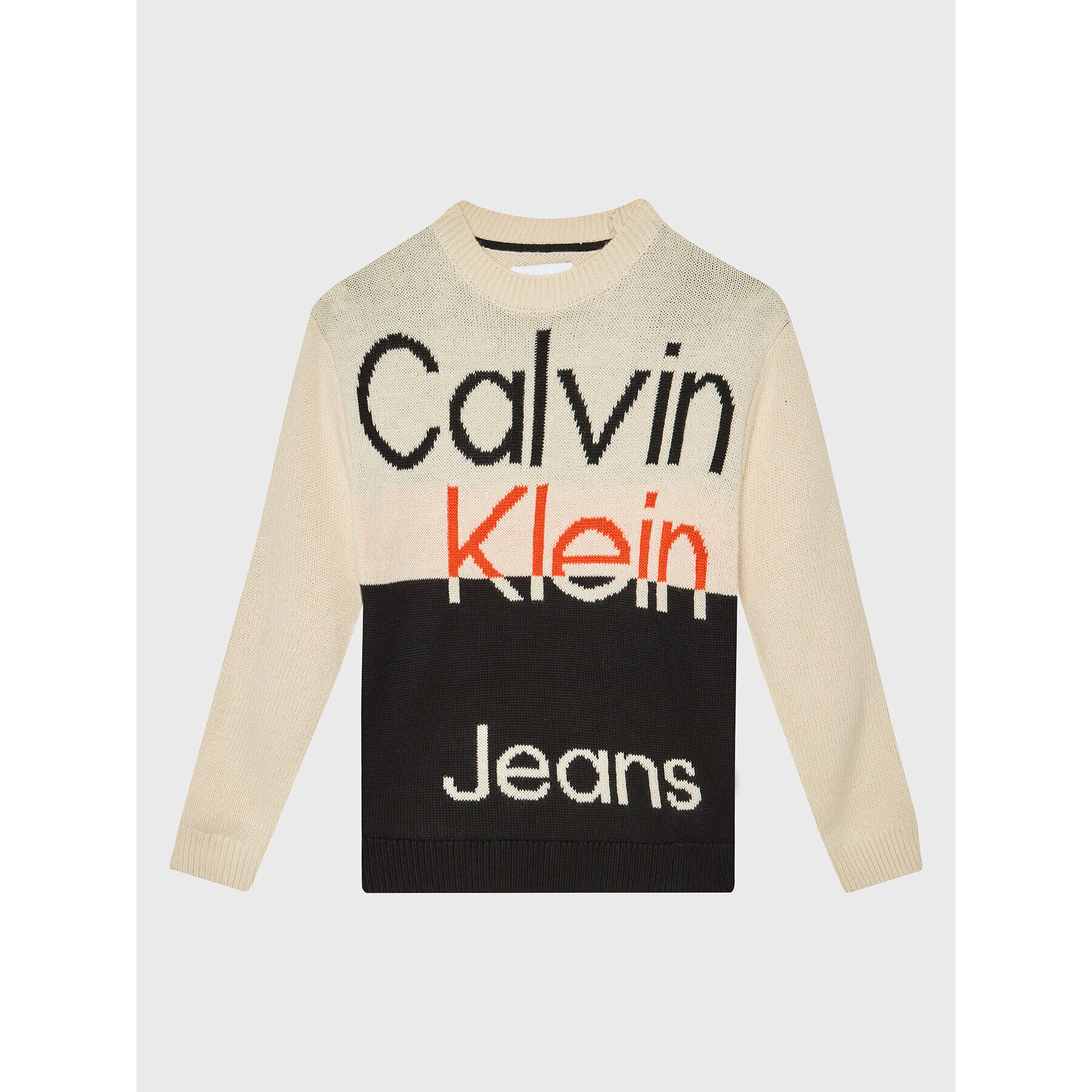 Calvin Klein Jeans Pulover IB0IB01364 Bej Regular Fit - Pled.ro