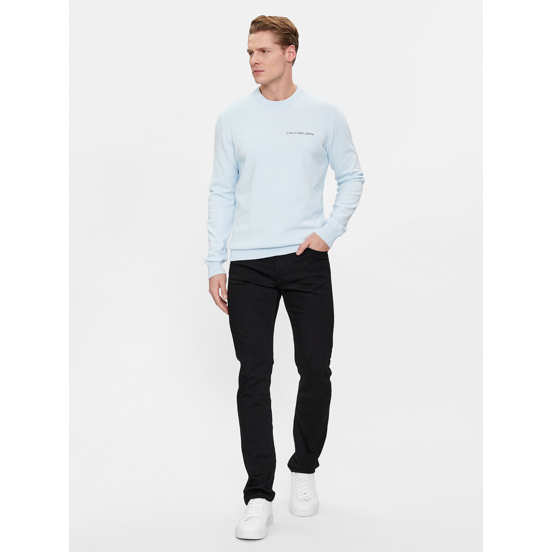 Calvin Klein Jeans Pulover Institutional Essentials Sweater J30J324974 Albastru Regular Fit - Pled.ro