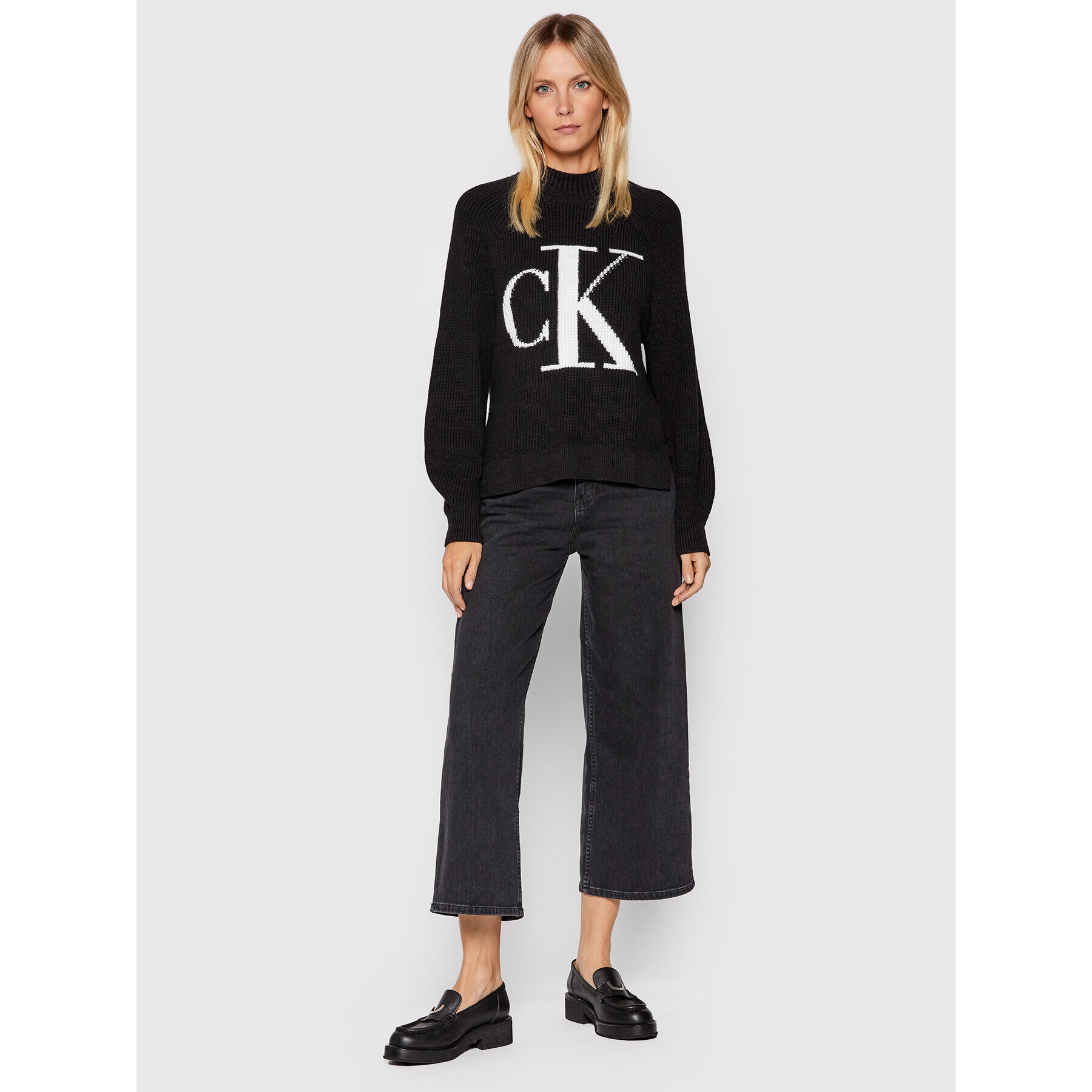 Calvin Klein Jeans Pulover J20J216595 Negru Relaxed Fit - Pled.ro