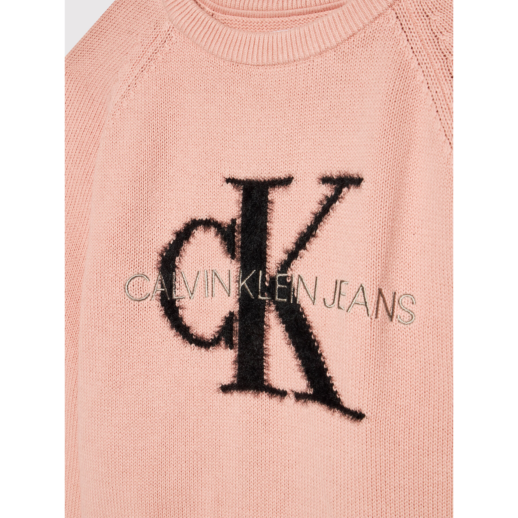 Calvin Klein Jeans Pulover Monogram Logo IG0IG01149 Roz Regular Fit - Pled.ro