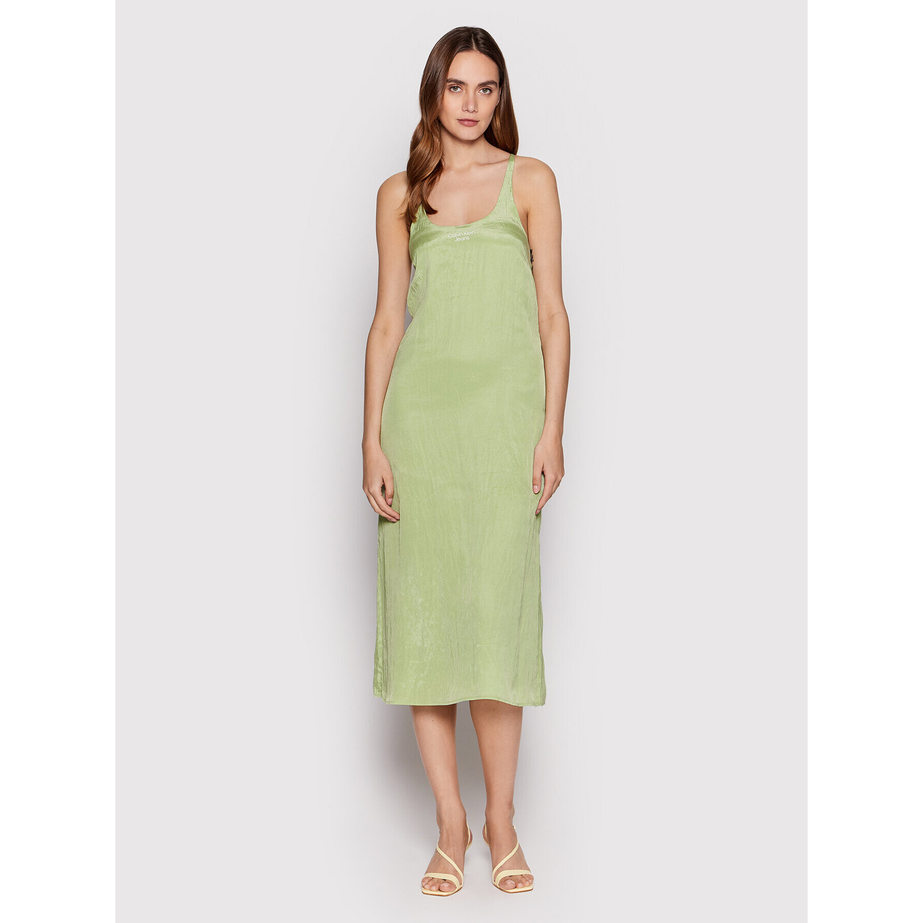 Calvin Klein Jeans Rochie de vară J20J218341 Verde Regular Fit - Pled.ro