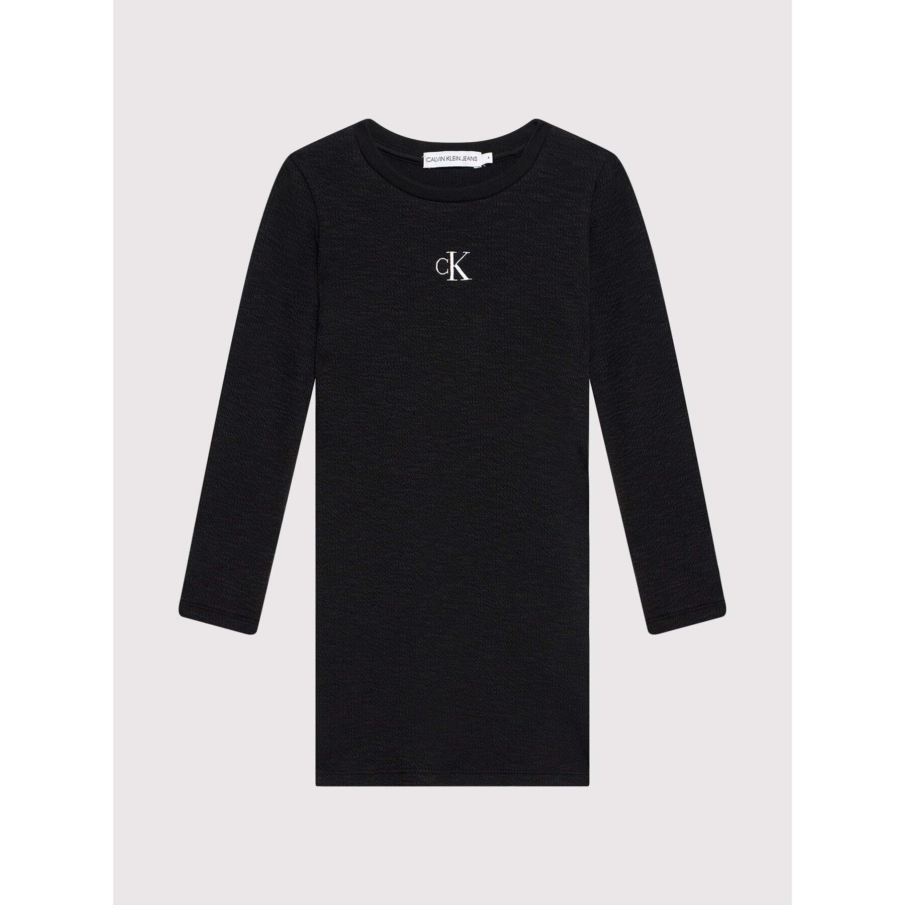 Calvin Klein Jeans Rochie de zi Fantasy Rib Ls Knit IG0IG01056 Negru Regular Fit - Pled.ro