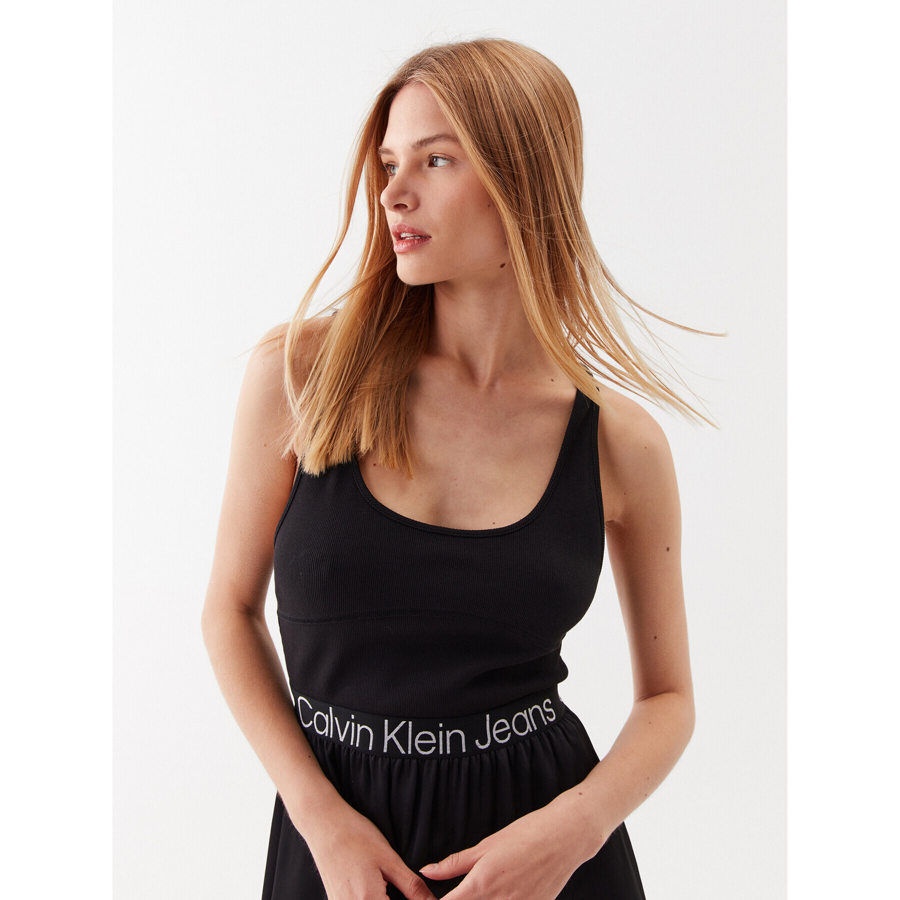 Calvin Klein Jeans Rochie de zi J20J221624 Negru Regular Fit - Pled.ro