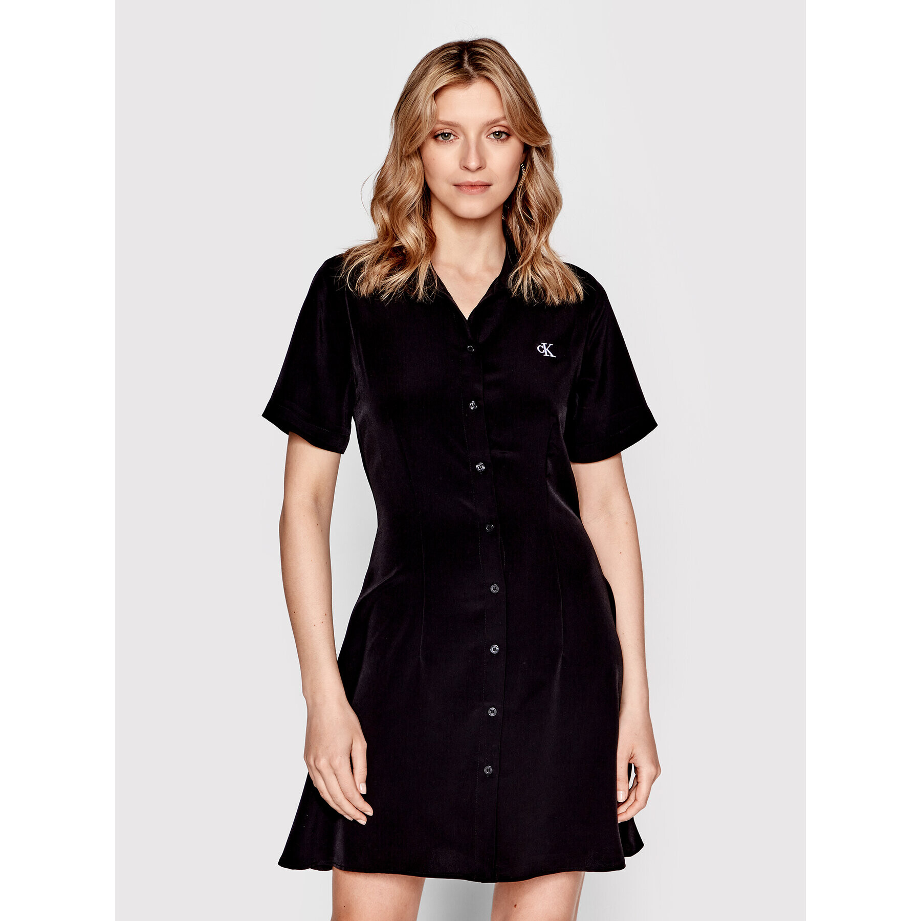 Calvin Klein Jeans Rochie tip cămașă J20J218342 Negru Regular Fit - Pled.ro