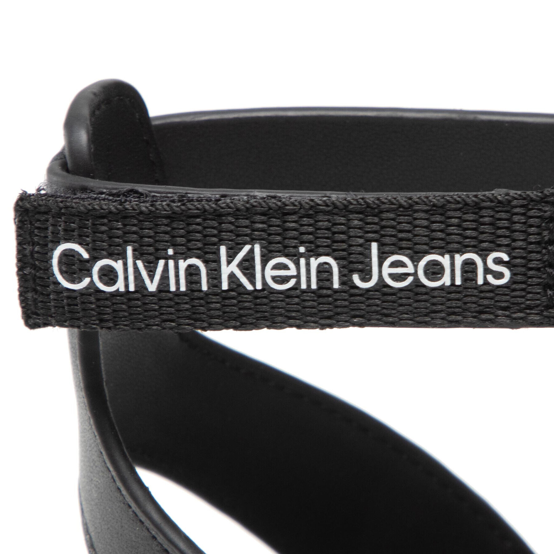 Calvin Klein Jeans Sandale Flat Sandal Strappy Lth YW0YW00547 Negru - Pled.ro