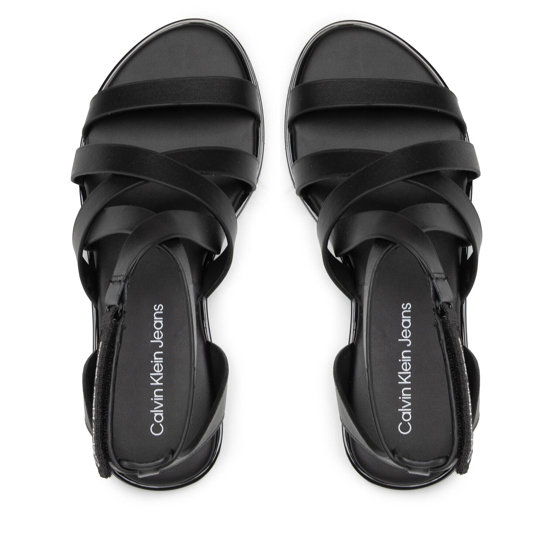 Calvin Klein Jeans Sandale Flat Sandal Strappy Lth YW0YW00547 Negru - Pled.ro