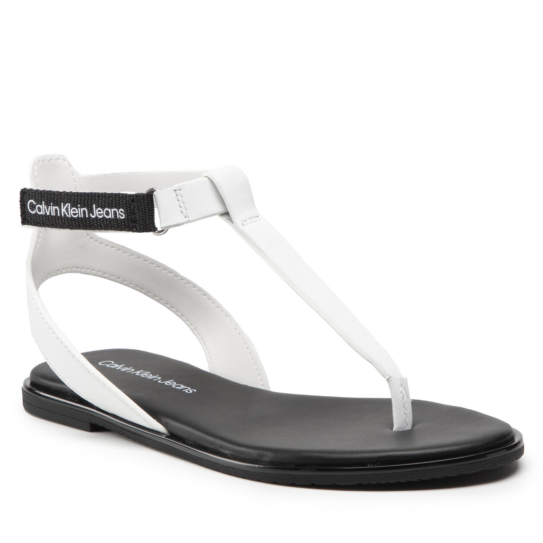 Calvin Klein Jeans Sandale Flat Sandal Toe YW0YW00545 Alb - Pled.ro