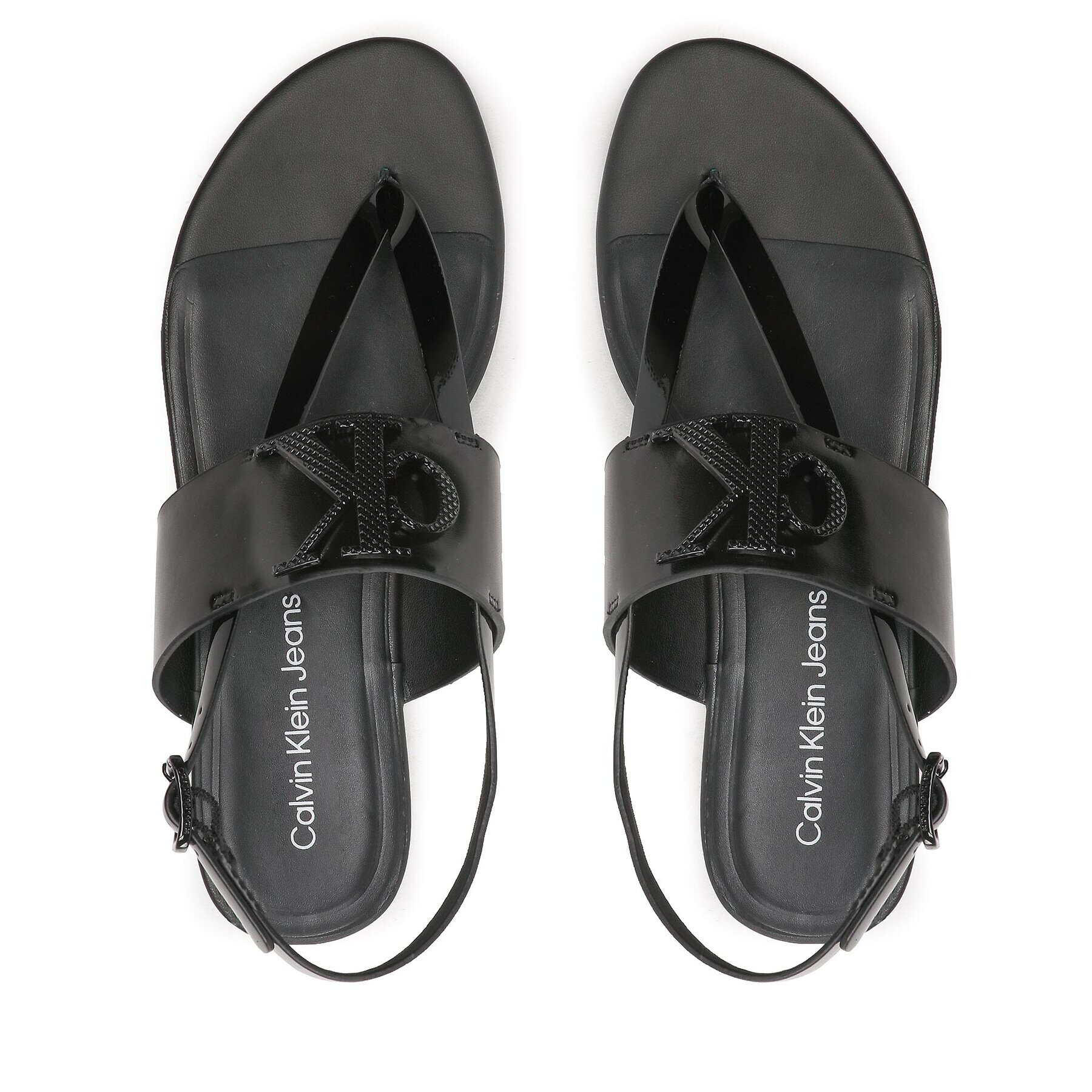 Calvin Klein Jeans Sandale Flat Sandal Toepost Hw YW0YW00953 Negru - Pled.ro