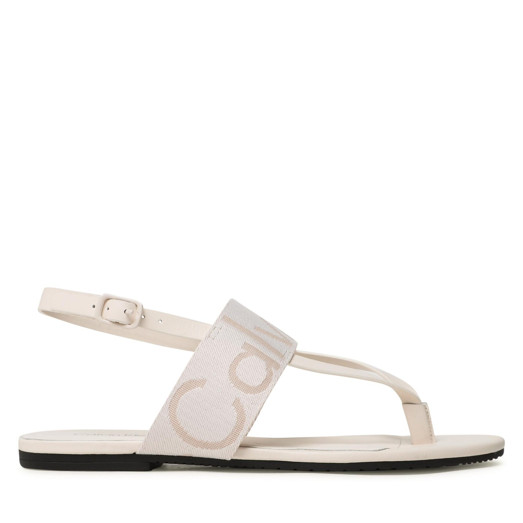 Calvin Klein Jeans Sandale Flat Sandal Toepost Webbing YW0YW00956 Alb - Pled.ro