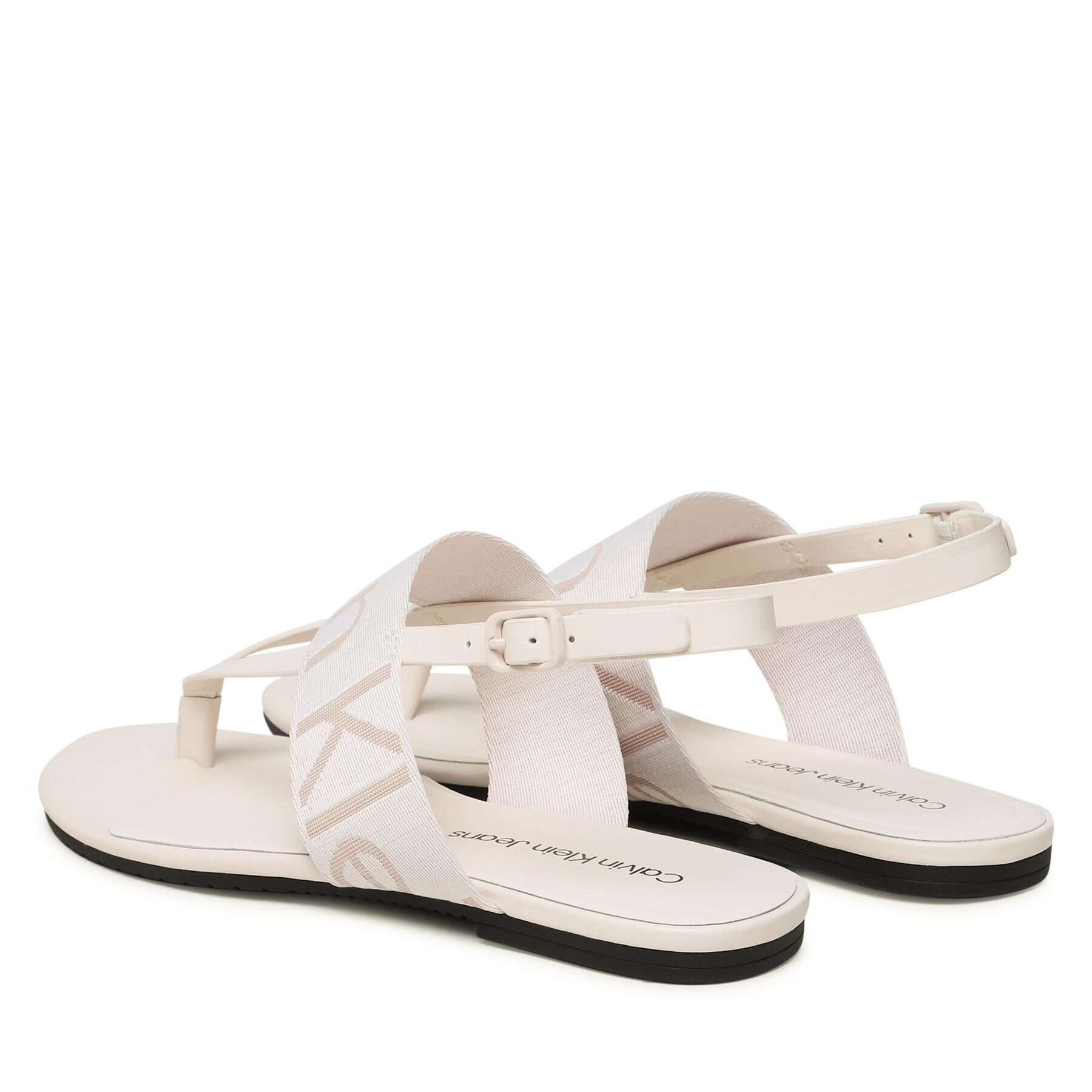 Calvin Klein Jeans Sandale Flat Sandal Toepost Webbing YW0YW00956 Alb - Pled.ro