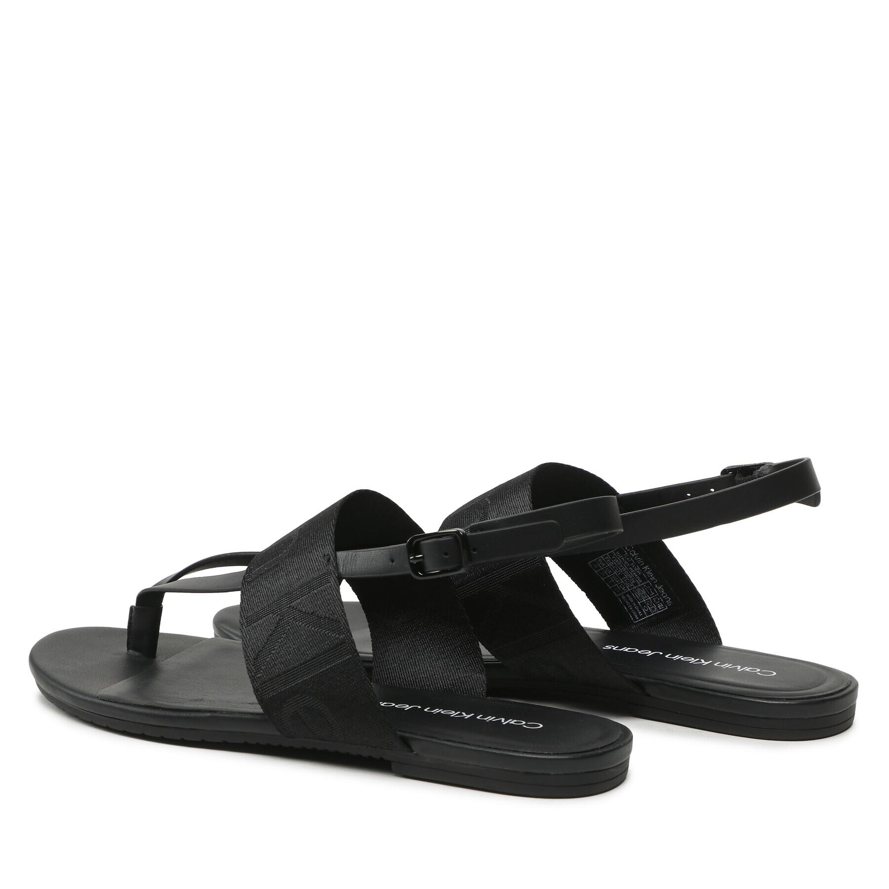 Calvin Klein Jeans Sandale Flat Sandal Toepost Webbing YW0YW00956 Negru - Pled.ro