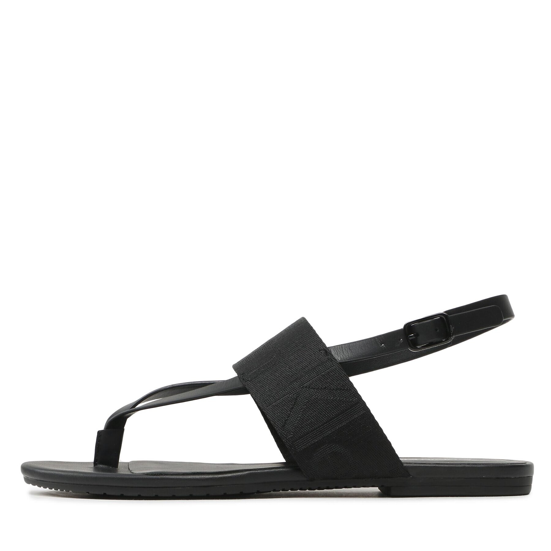 Calvin Klein Jeans Sandale Flat Sandal Toepost Webbing YW0YW00956 Negru - Pled.ro