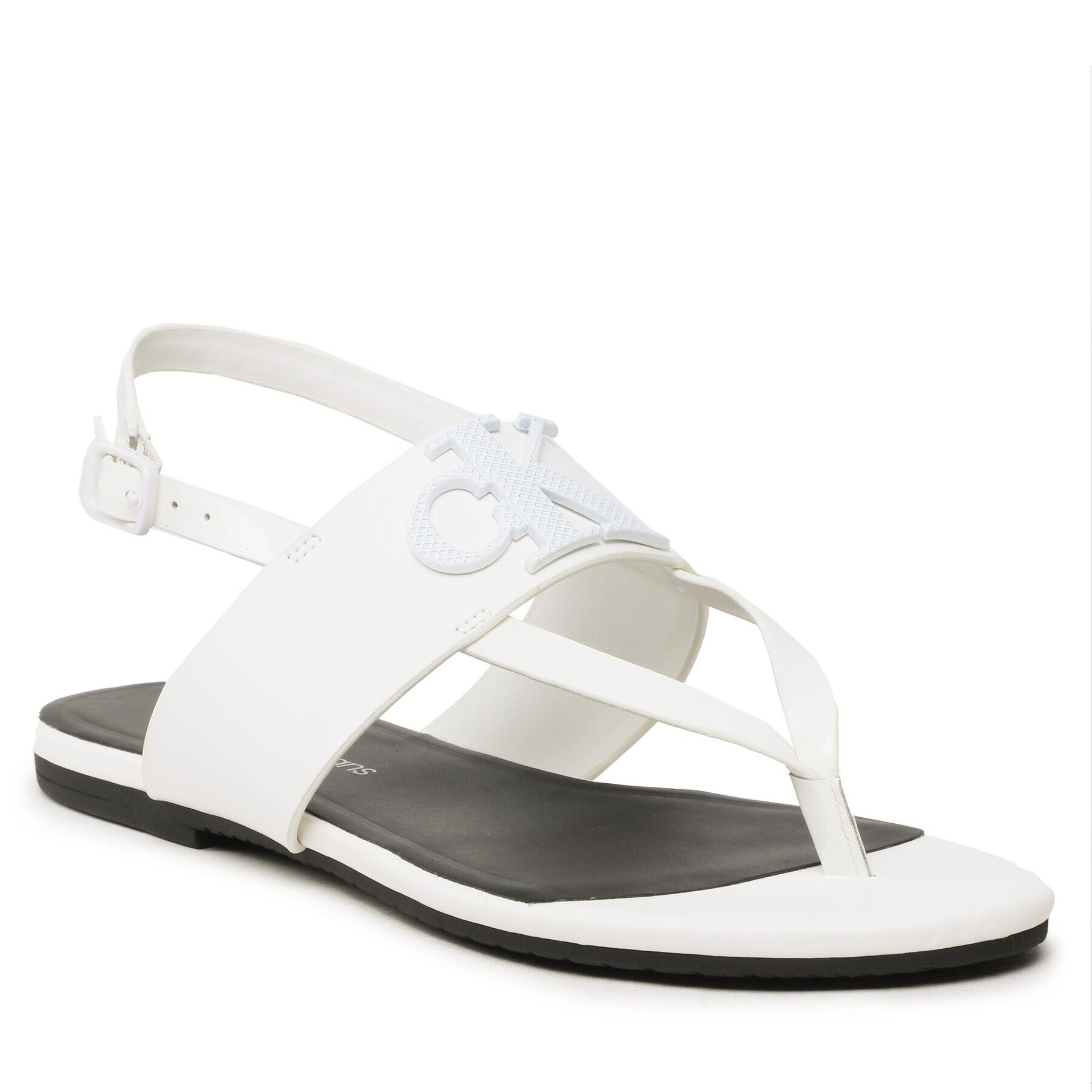 Calvin Klein Jeans Sandale Flat Sndal Toepost Hw YW0YW00953 Alb - Pled.ro