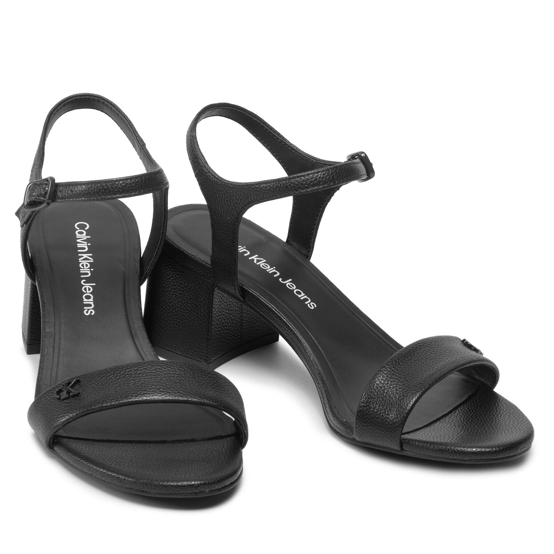 Calvin Klein Jeans Sandale Heel Sandal Strap Lth YW0YW00554 Negru - Pled.ro