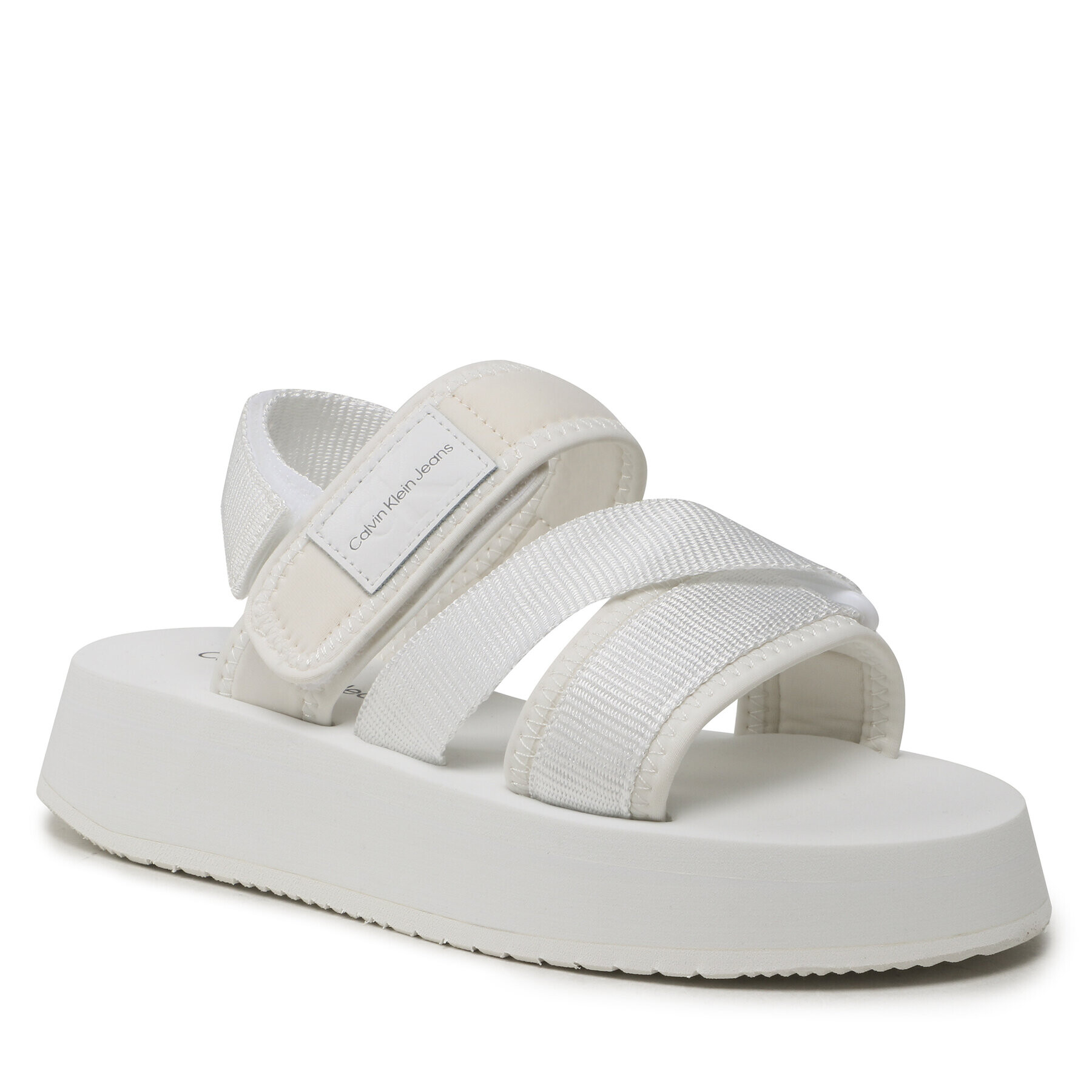 Calvin Klein Jeans Sandale Prefresato Sandal Bagde YW0YW00967 Alb - Pled.ro