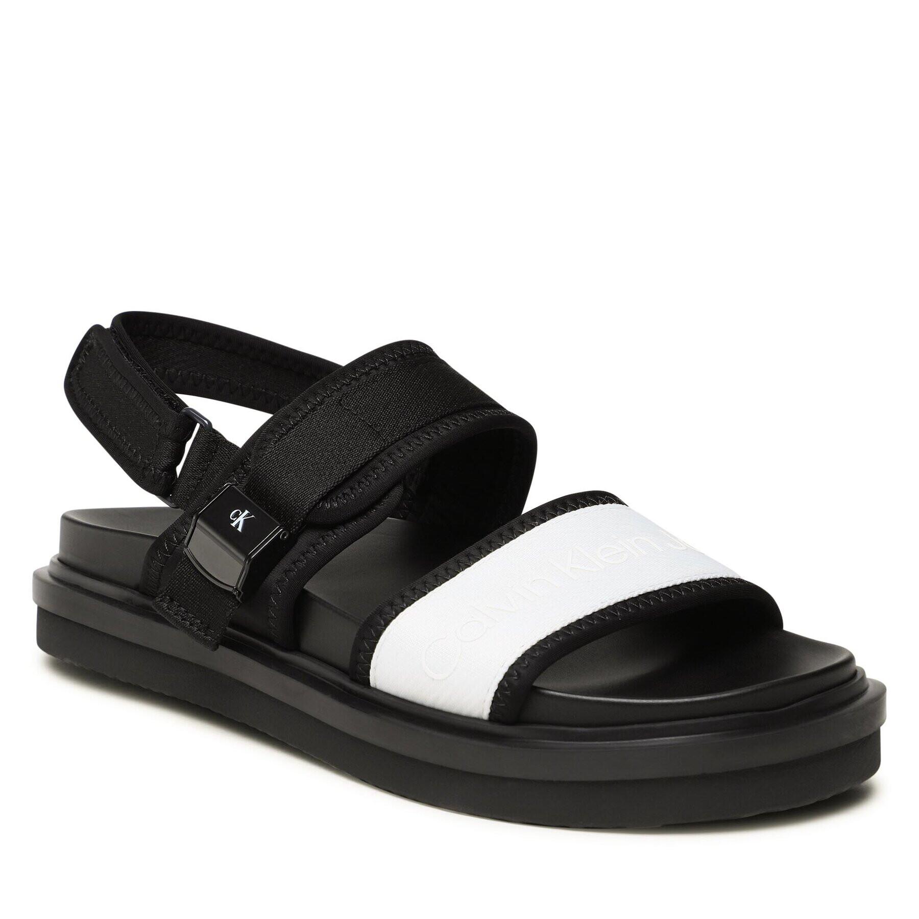 Calvin Klein Jeans Sandale Sandal Doublebar Hardware YM0YM00643 Negru - Pled.ro