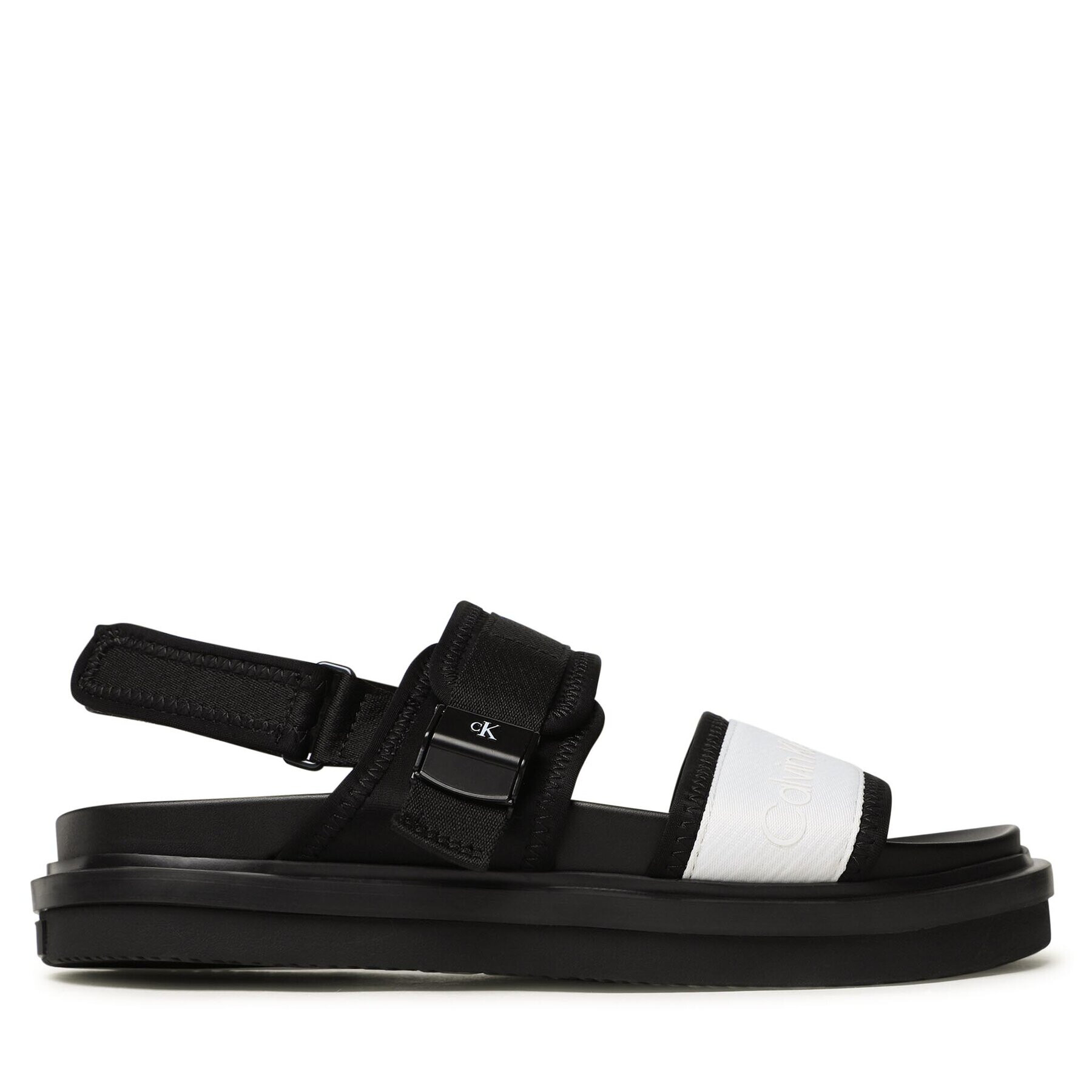 Calvin Klein Jeans Sandale Sandal Doublebar Hardware YM0YM00643 Negru - Pled.ro