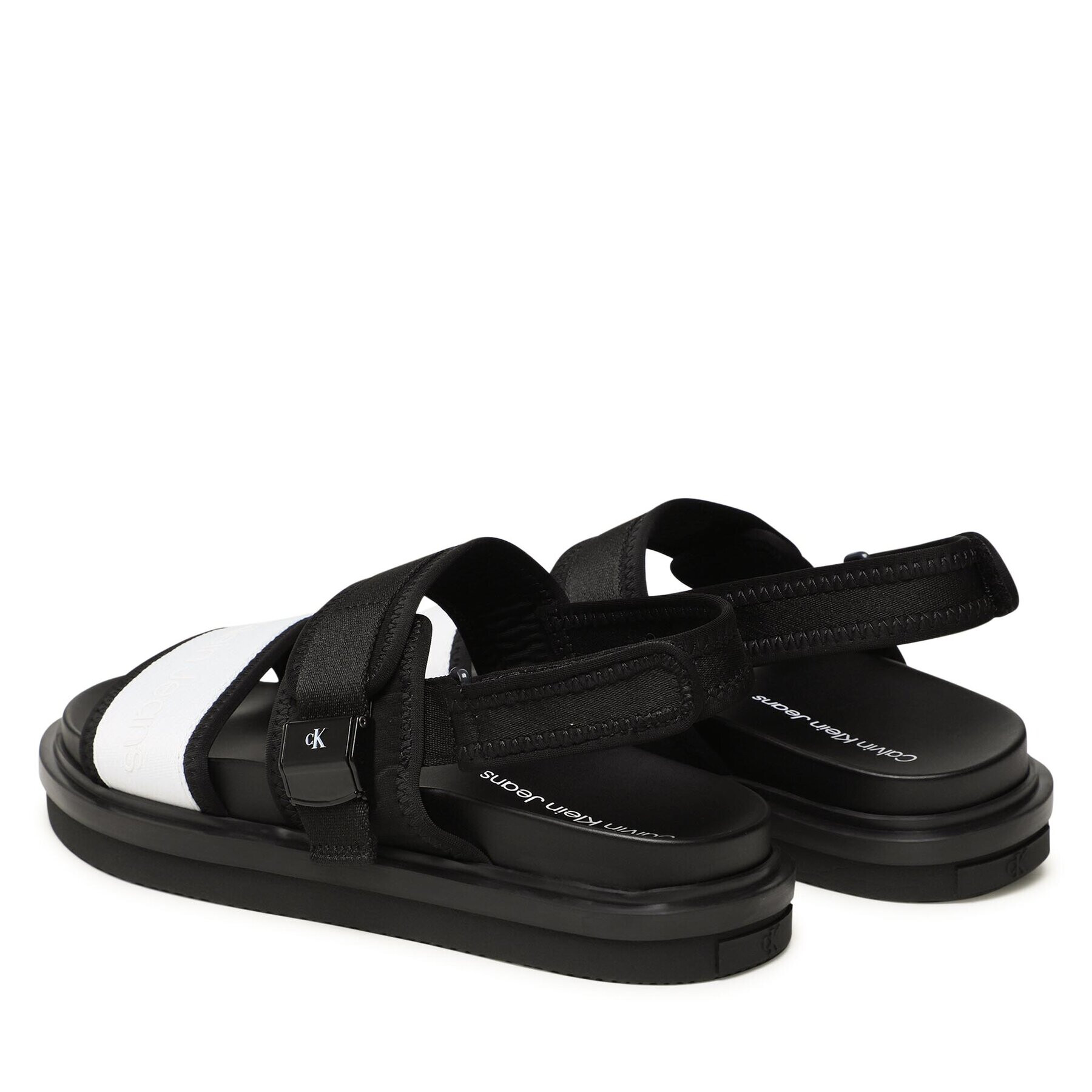 Calvin Klein Jeans Sandale Sandal Doublebar Hardware YM0YM00643 Negru - Pled.ro