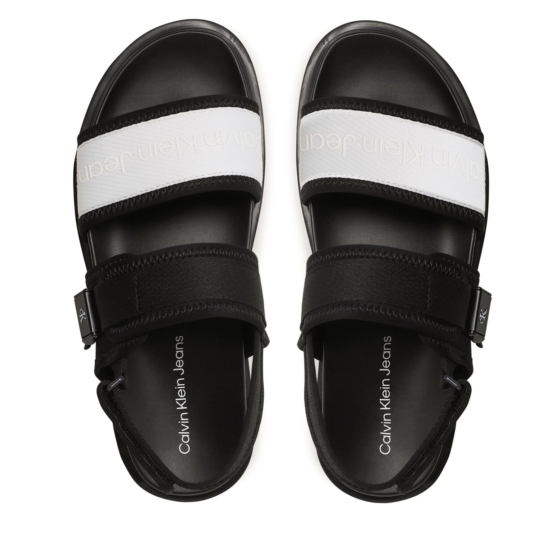 Calvin Klein Jeans Sandale Sandal Doublebar Hardware YM0YM00643 Negru - Pled.ro