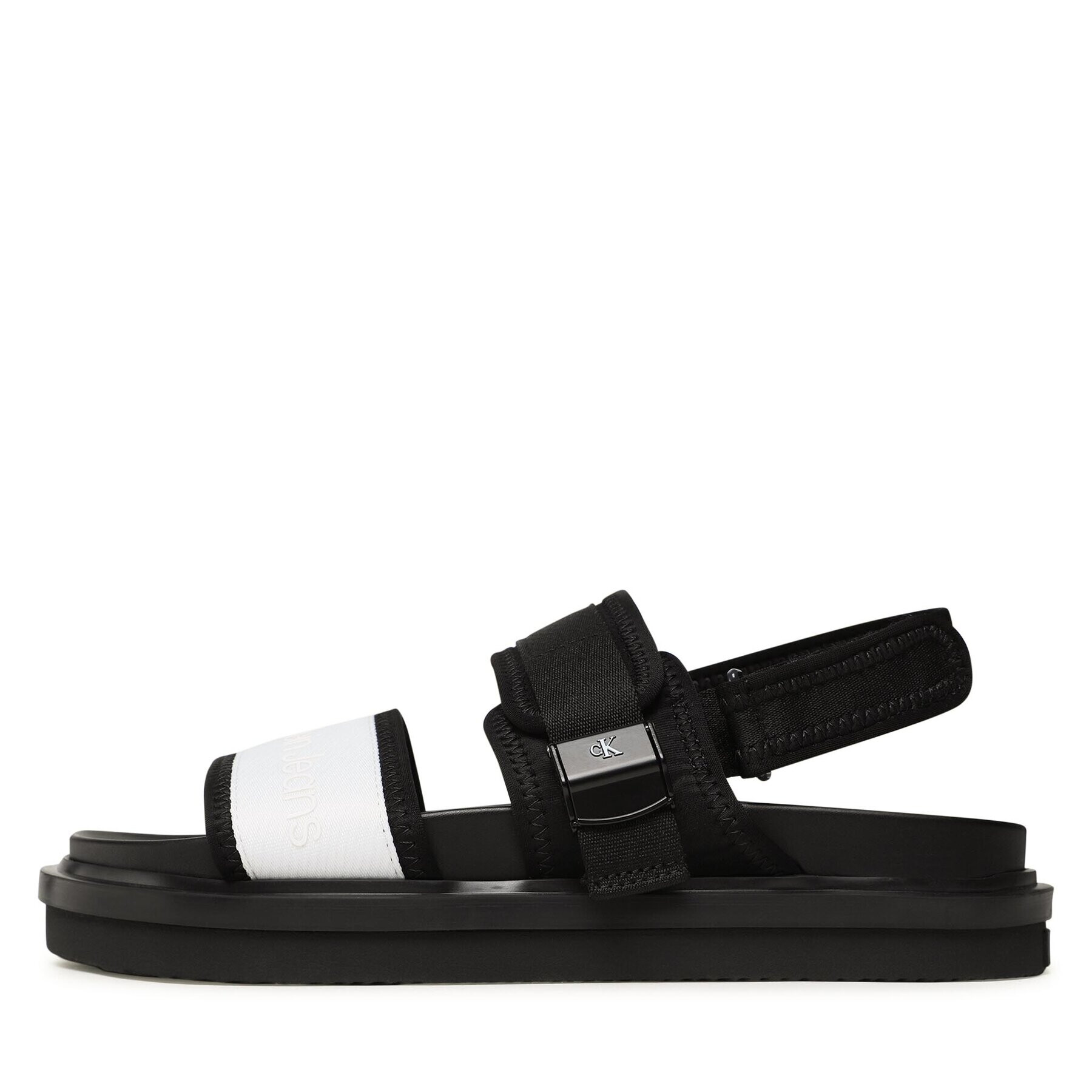 Calvin Klein Jeans Sandale Sandal Doublebar Hardware YM0YM00643 Negru - Pled.ro