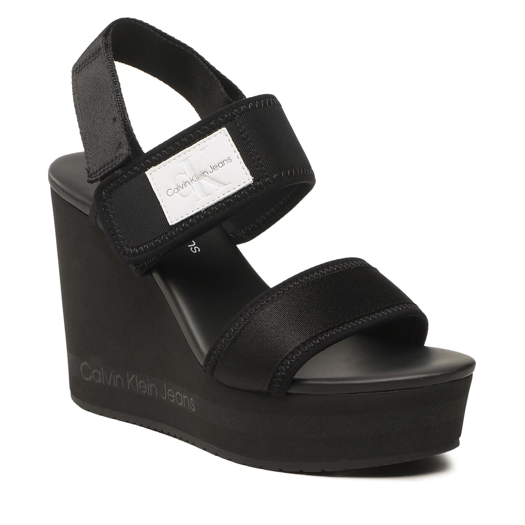 Calvin Klein Jeans Sandale Wedge Sandal Badge YW0YW01028 Negru - Pled.ro