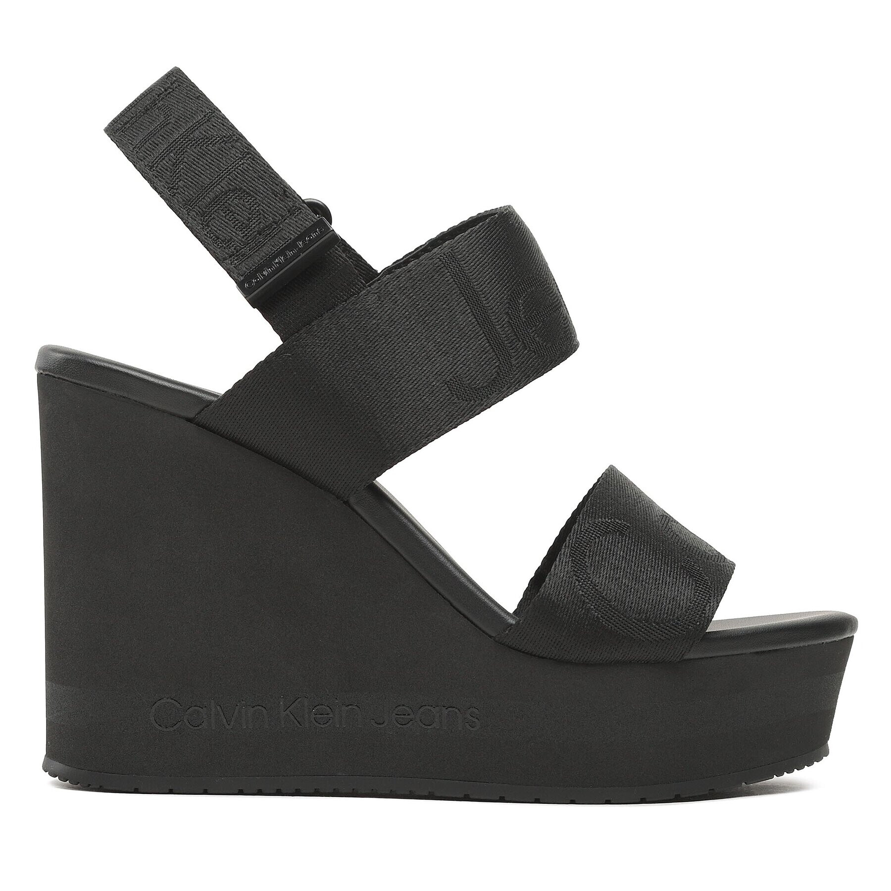 Calvin Klein Jeans Sandale Wedge Sandal Webbing YW0YW00959 Negru - Pled.ro