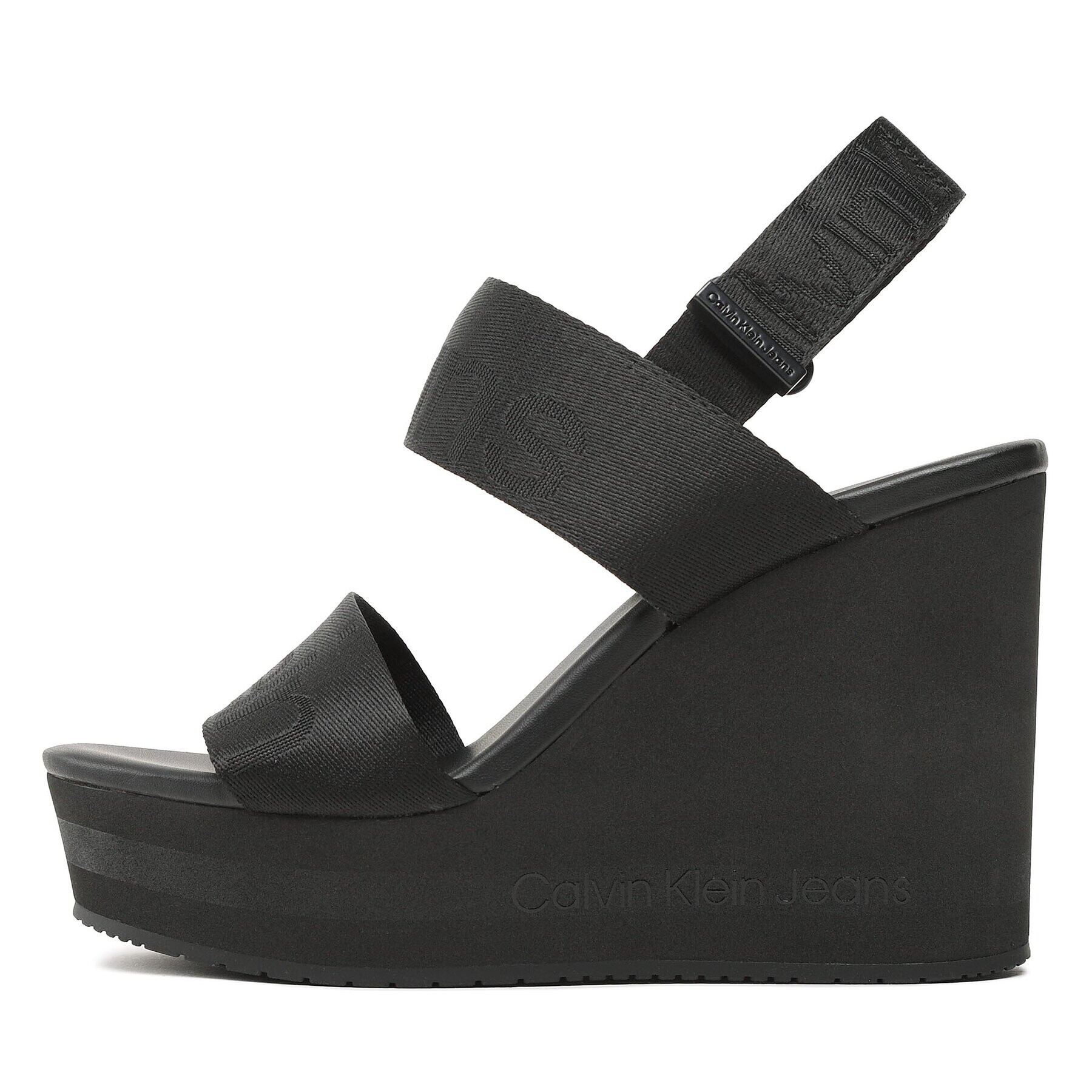 Calvin Klein Jeans Sandale Wedge Sandal Webbing YW0YW00959 Negru - Pled.ro