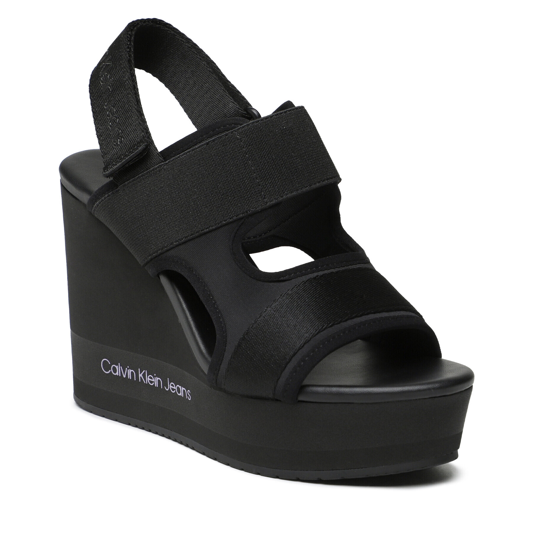 Calvin Klein Jeans Sandale Wedge Sandal Webbing YW0YW01073 Negru - Pled.ro