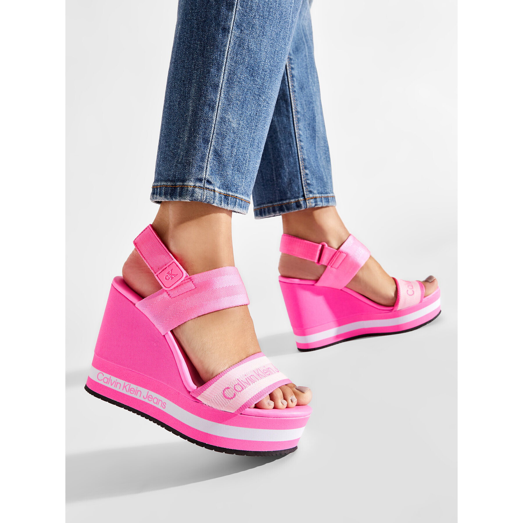 Calvin Klein Jeans Sandale Wedge Sandal YW0YW00669 Roz - Pled.ro