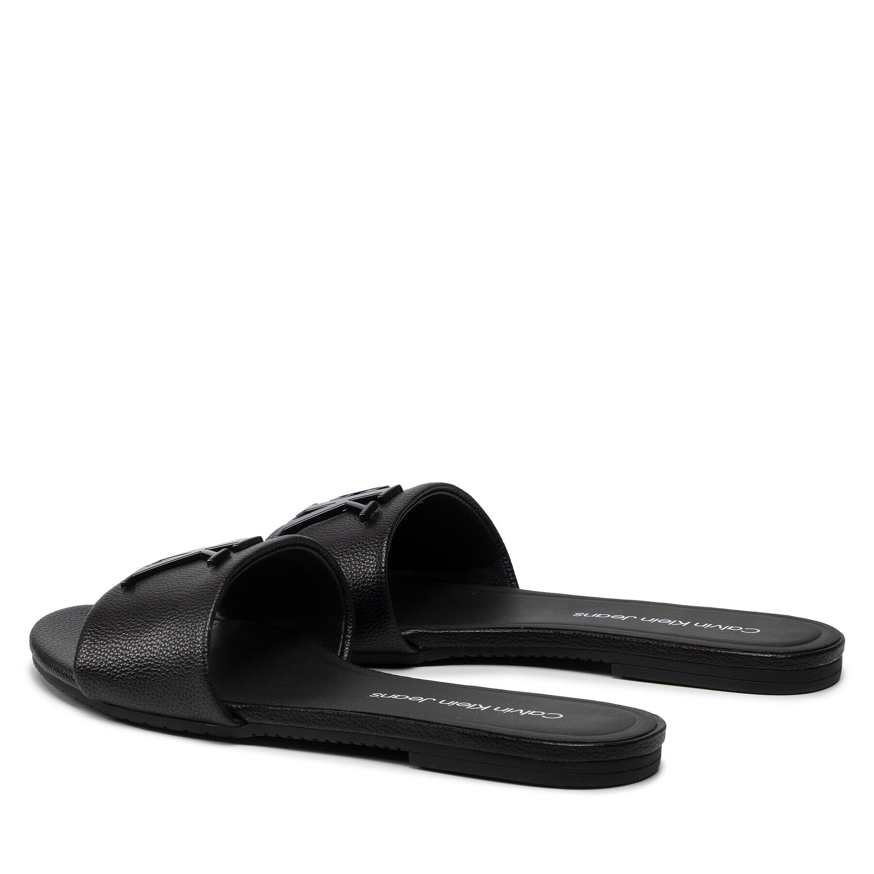 Calvin Klein Jeans Șlapi Flat Sandal Hw Lth YW0YW00543 Negru - Pled.ro