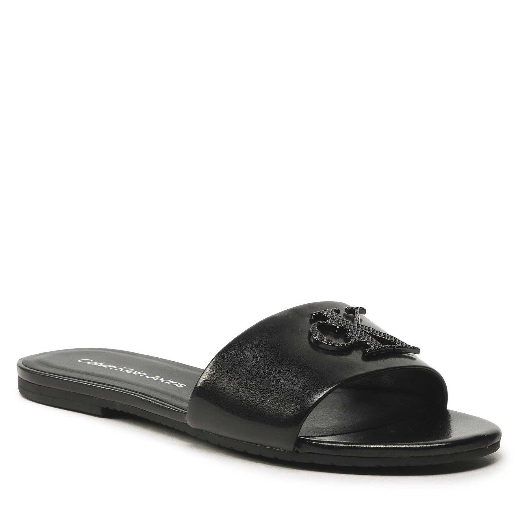 Calvin Klein Jeans Șlapi Flat Sandal Slide Hw YW0YW00952 Negru - Pled.ro