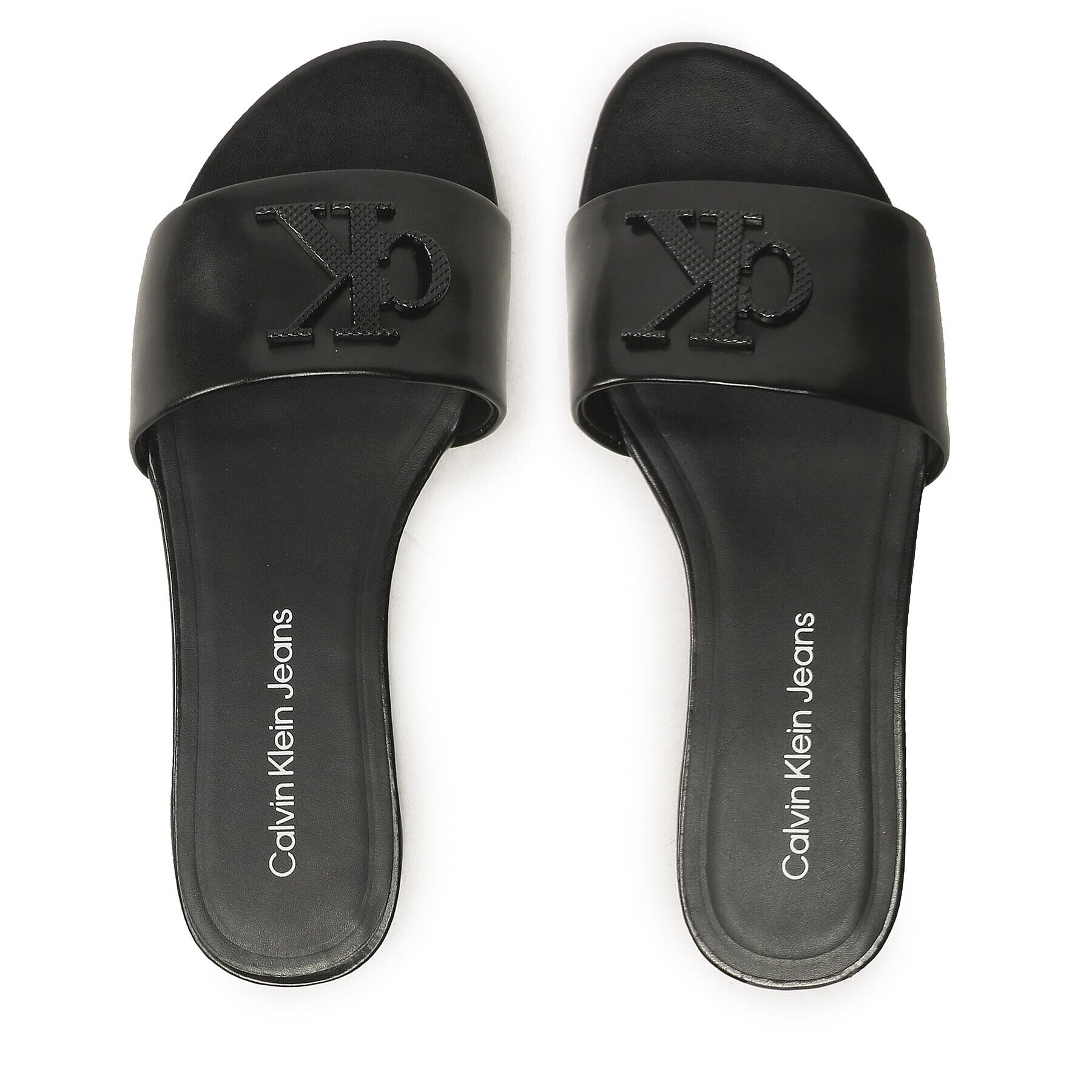 Calvin Klein Jeans Șlapi Flat Sandal Slide Hw YW0YW00952 Negru - Pled.ro