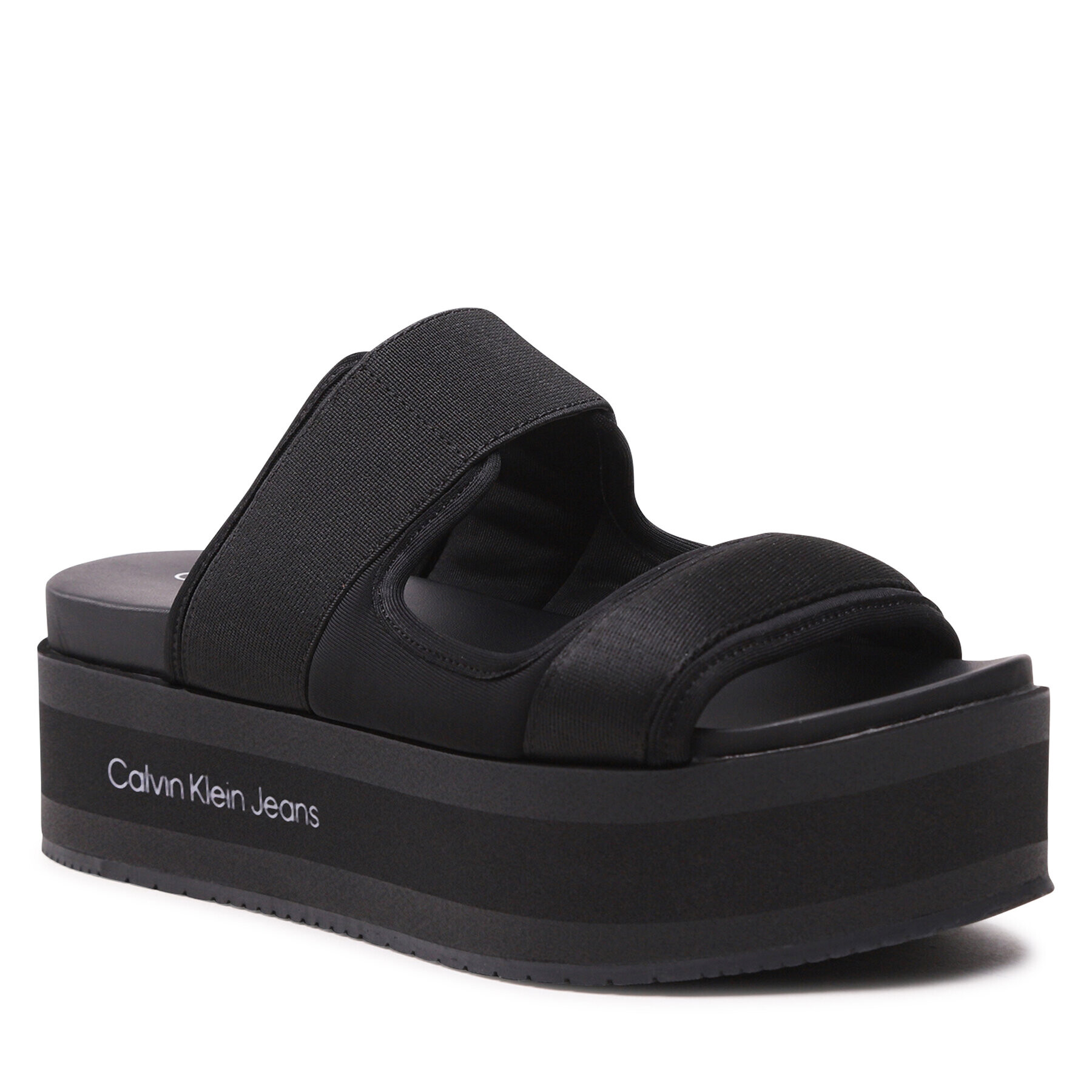 Calvin Klein Jeans Șlapi Flatporm Sandal Webb YW0YW01074 Negru - Pled.ro