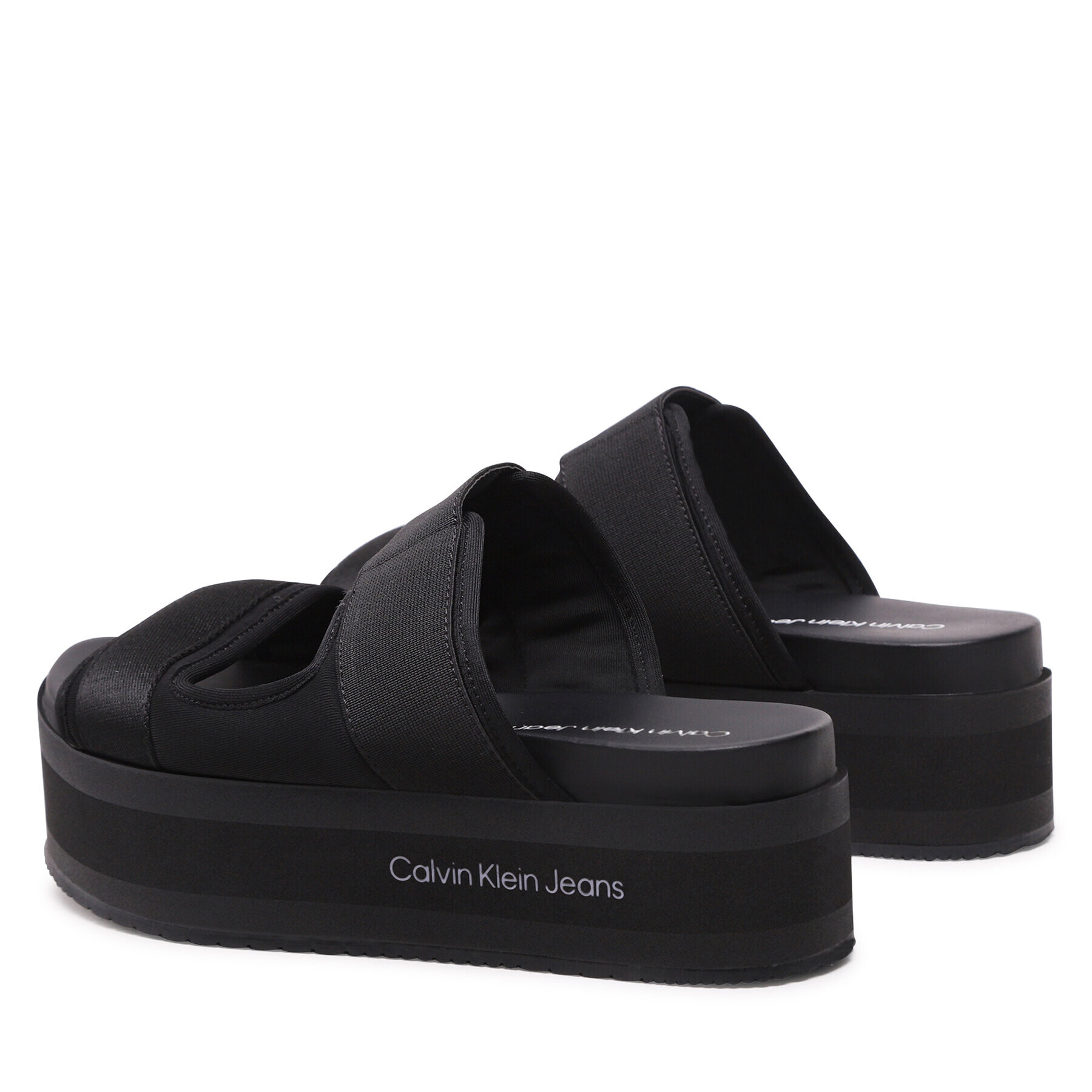 Calvin Klein Jeans Șlapi Flatporm Sandal Webb YW0YW01074 Negru - Pled.ro