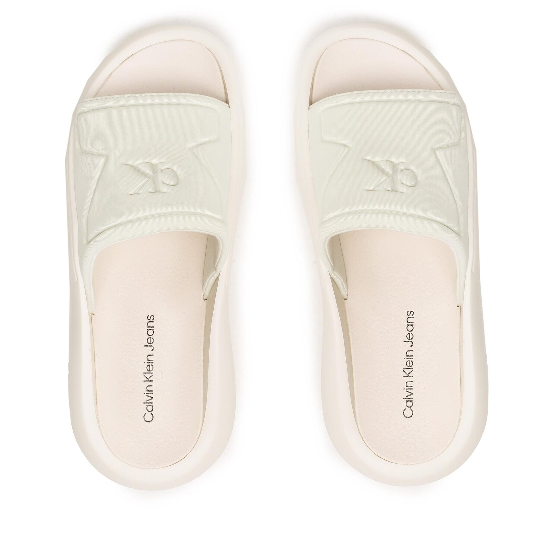 Calvin Klein Jeans Șlapi Hybrid Sandal High/Low Freq YM0YM00645 Alb - Pled.ro