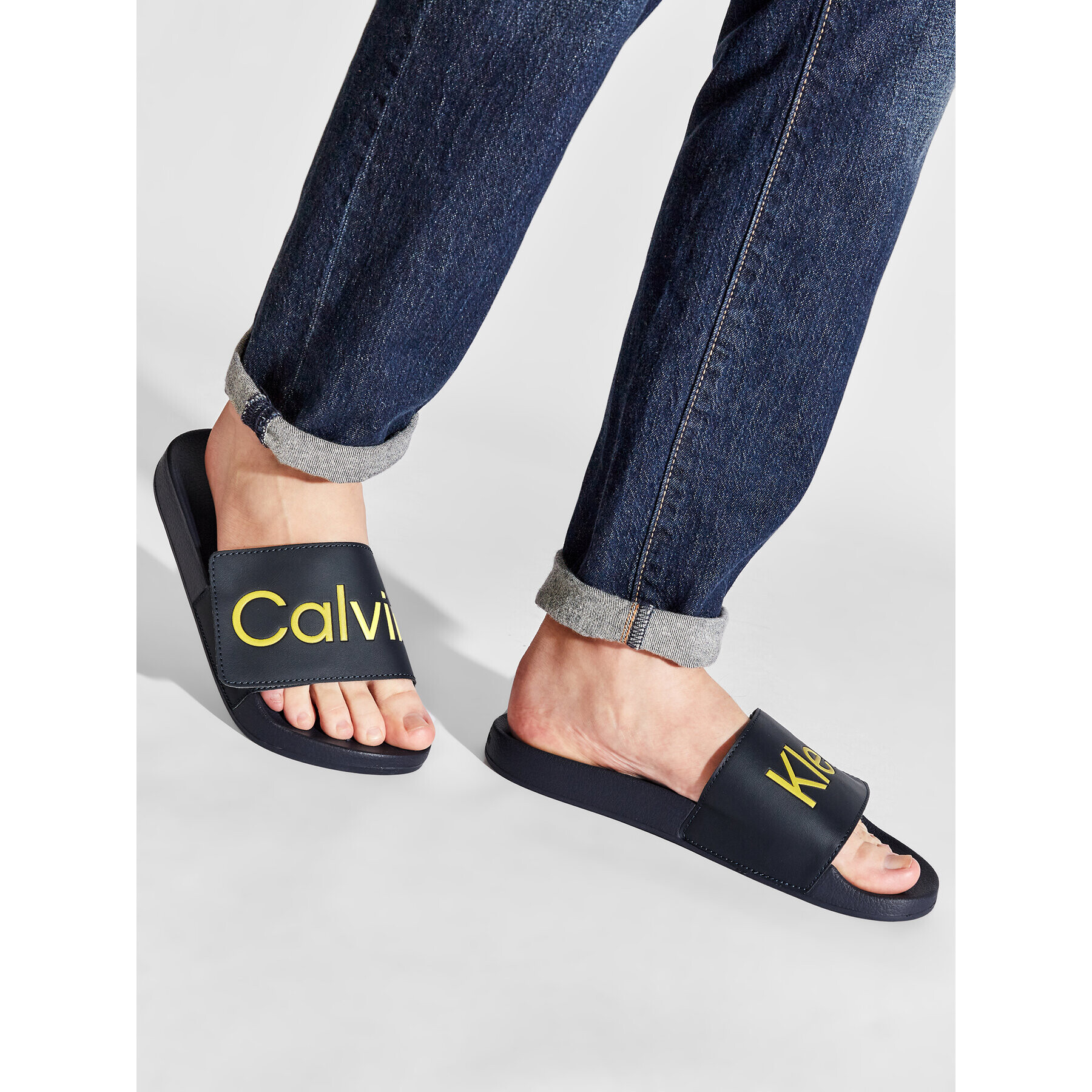 Calvin Klein Jeans Șlapi Pool Slide Adj HM0HM00454 Bleumarin - Pled.ro