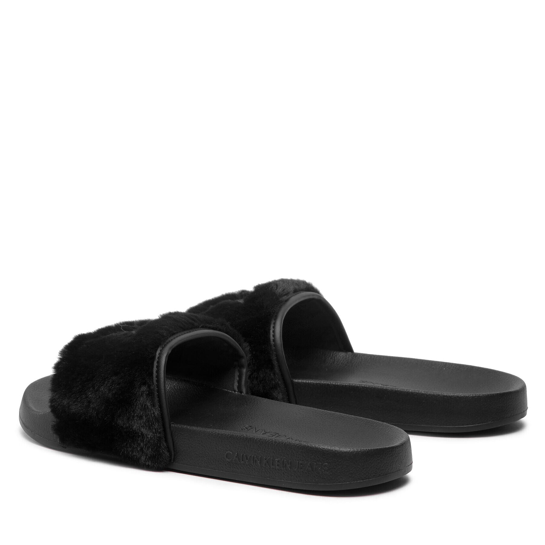 Calvin Klein Jeans Șlapi Slide Fur YW0YW00719 Negru - Pled.ro