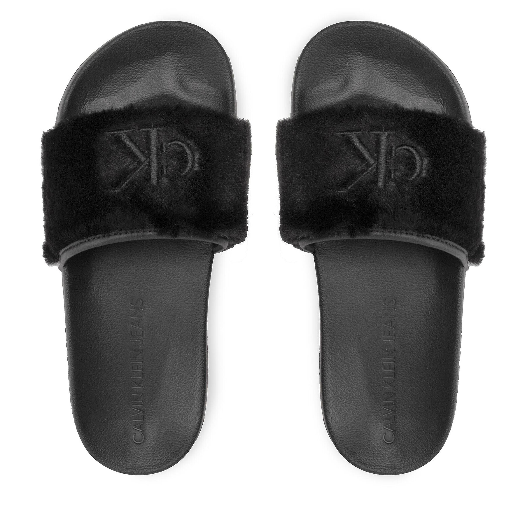 Calvin Klein Jeans Șlapi Slide Fur YW0YW00719 Negru - Pled.ro