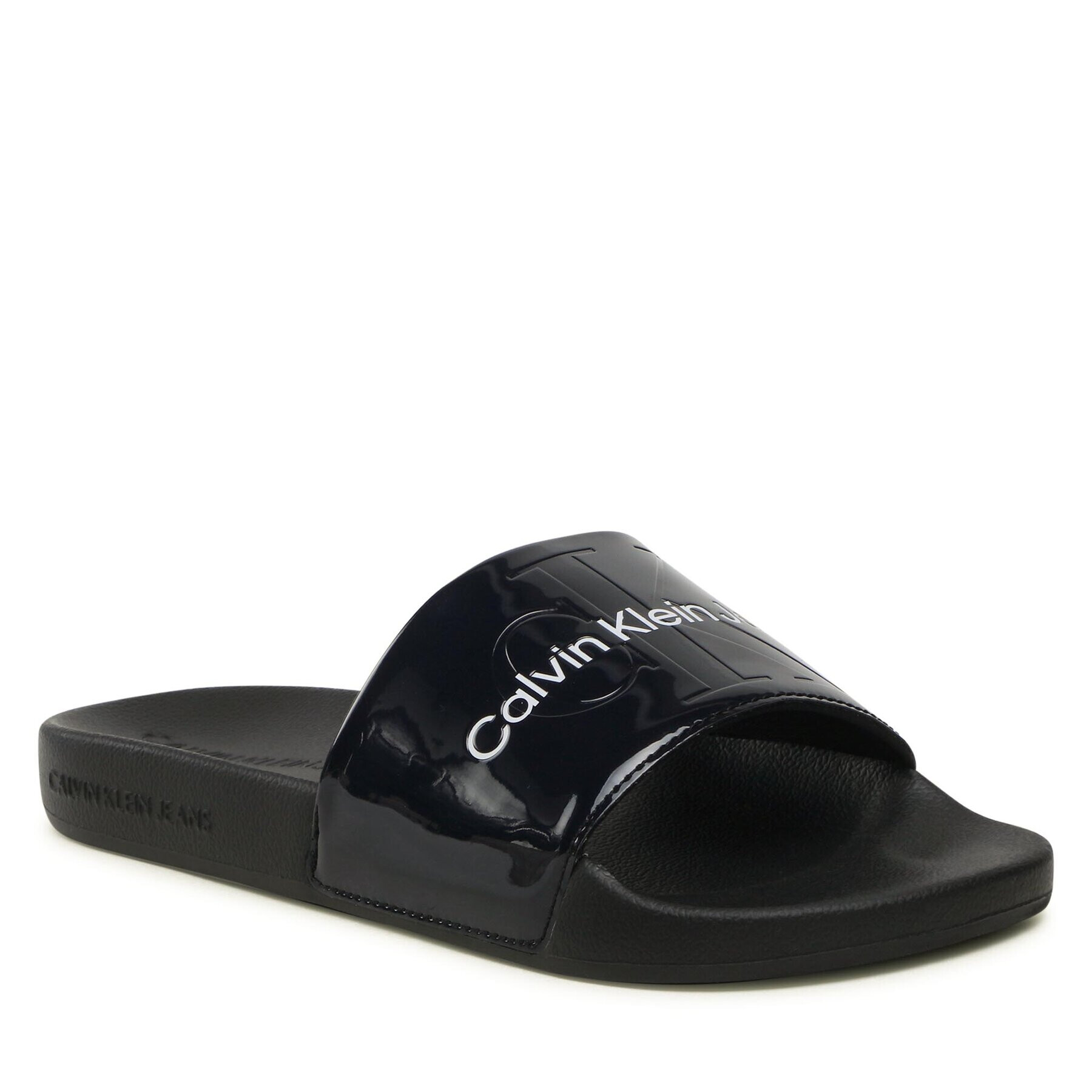 Calvin Klein Jeans Șlapi Slide Metallic Monologo YW0YW00638 Bleumarin - Pled.ro