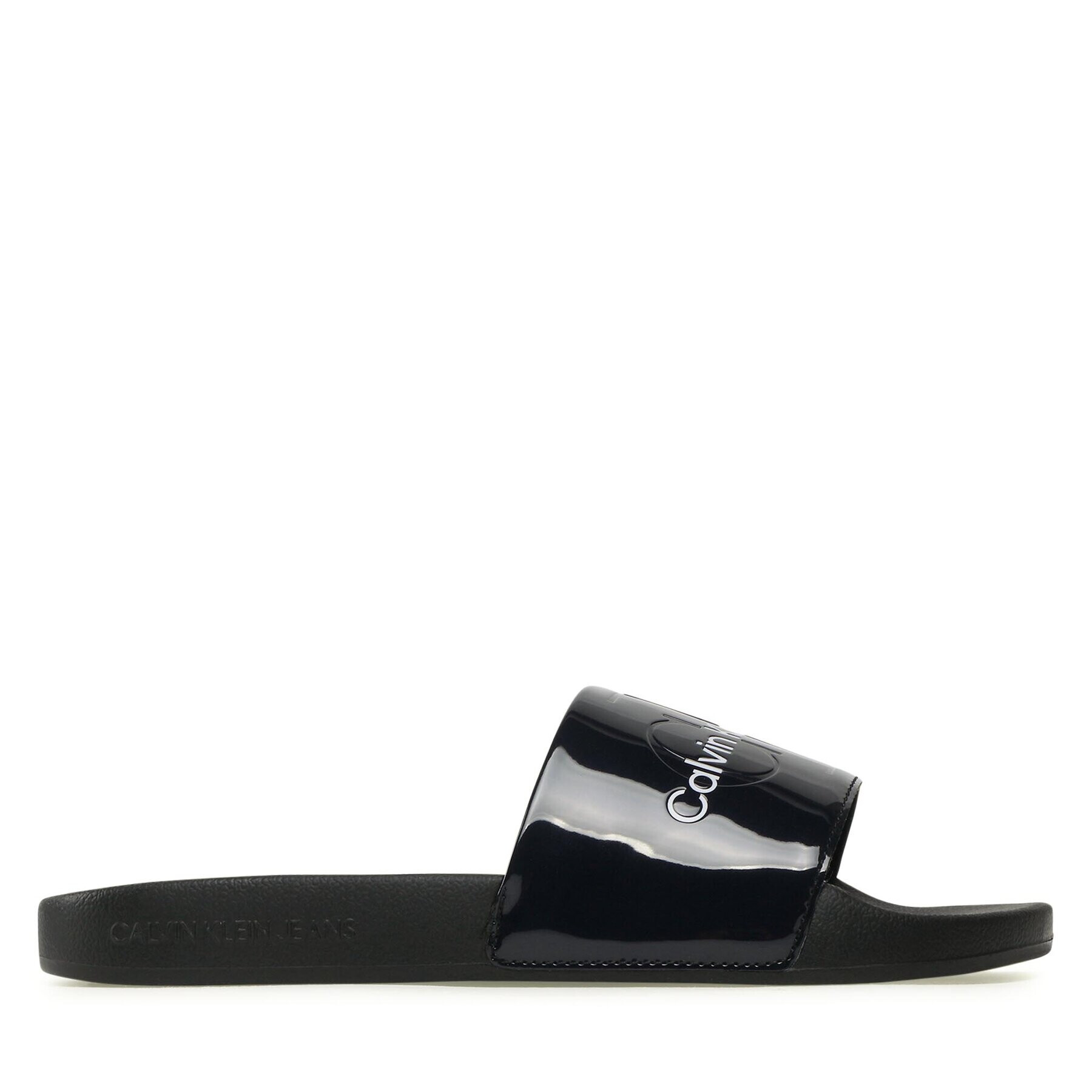 Calvin Klein Jeans Șlapi Slide Metallic Monologo YW0YW00638 Bleumarin - Pled.ro