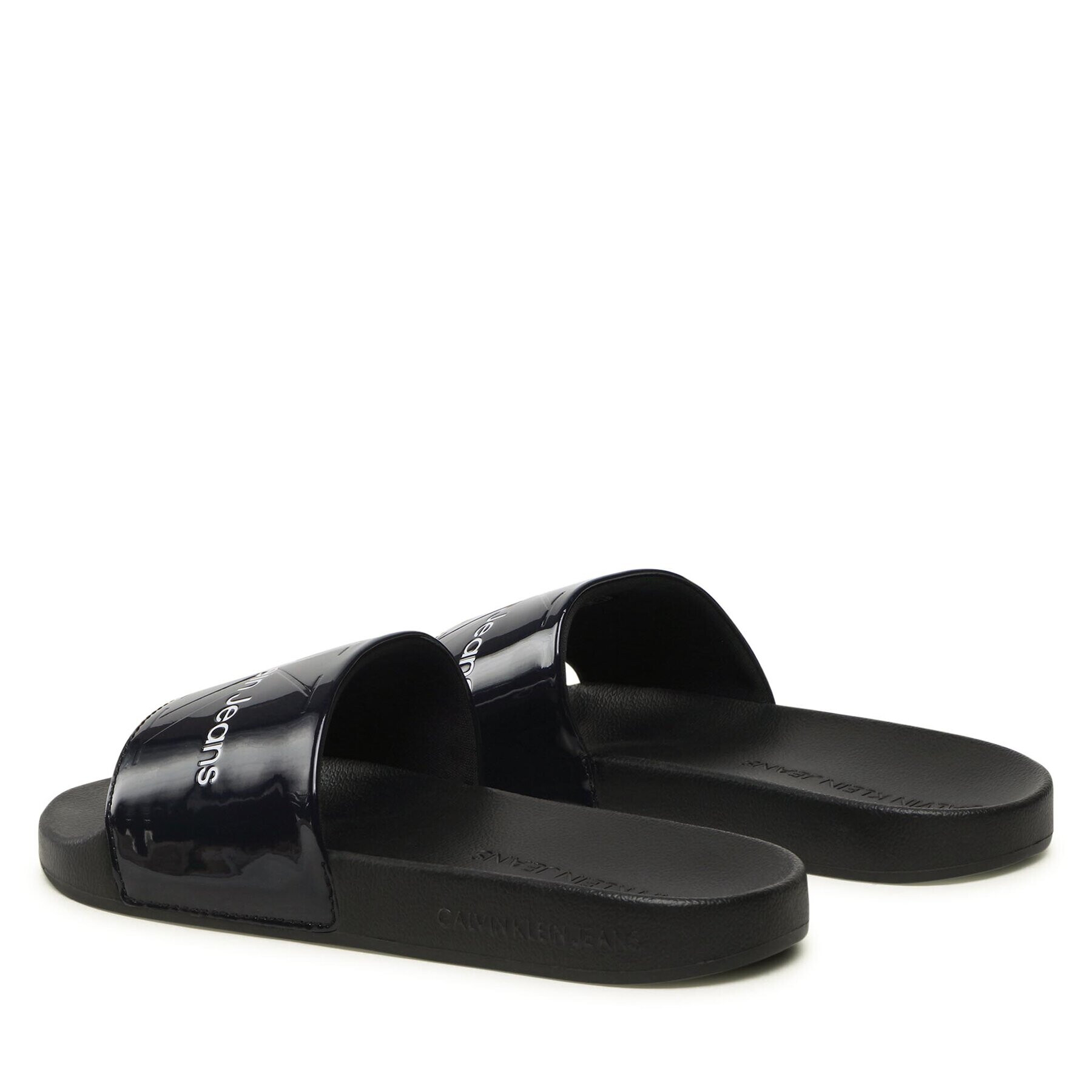 Calvin Klein Jeans Șlapi Slide Metallic Monologo YW0YW00638 Bleumarin - Pled.ro