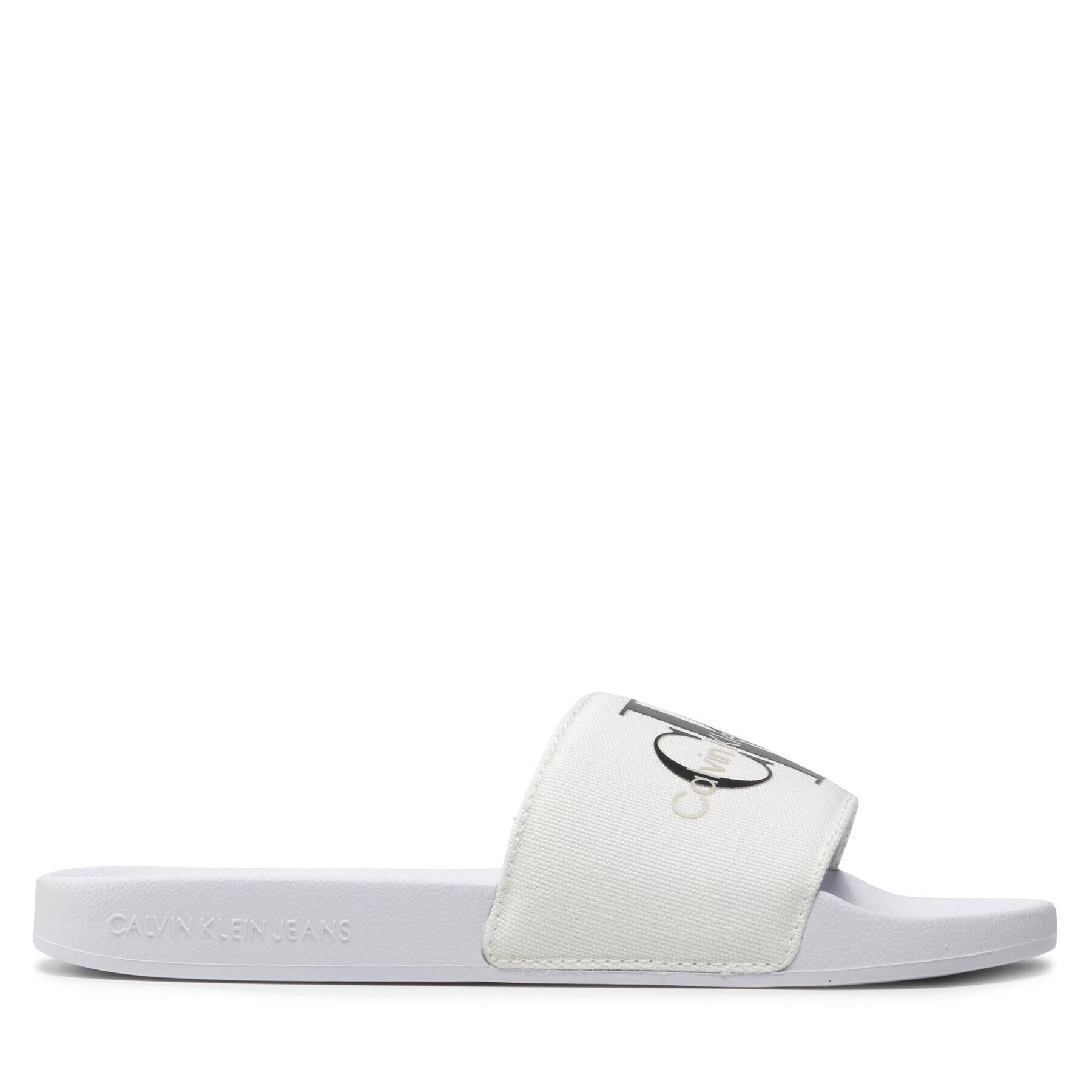 Calvin Klein Jeans Șlapi Slide Monogram Co YW0YW00103YAF Alb - Pled.ro