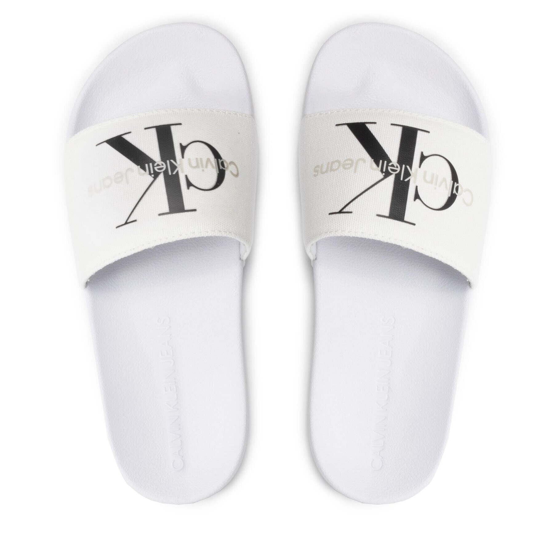 Calvin Klein Jeans Șlapi Slide Monogram Co YW0YW00103YAF Alb - Pled.ro