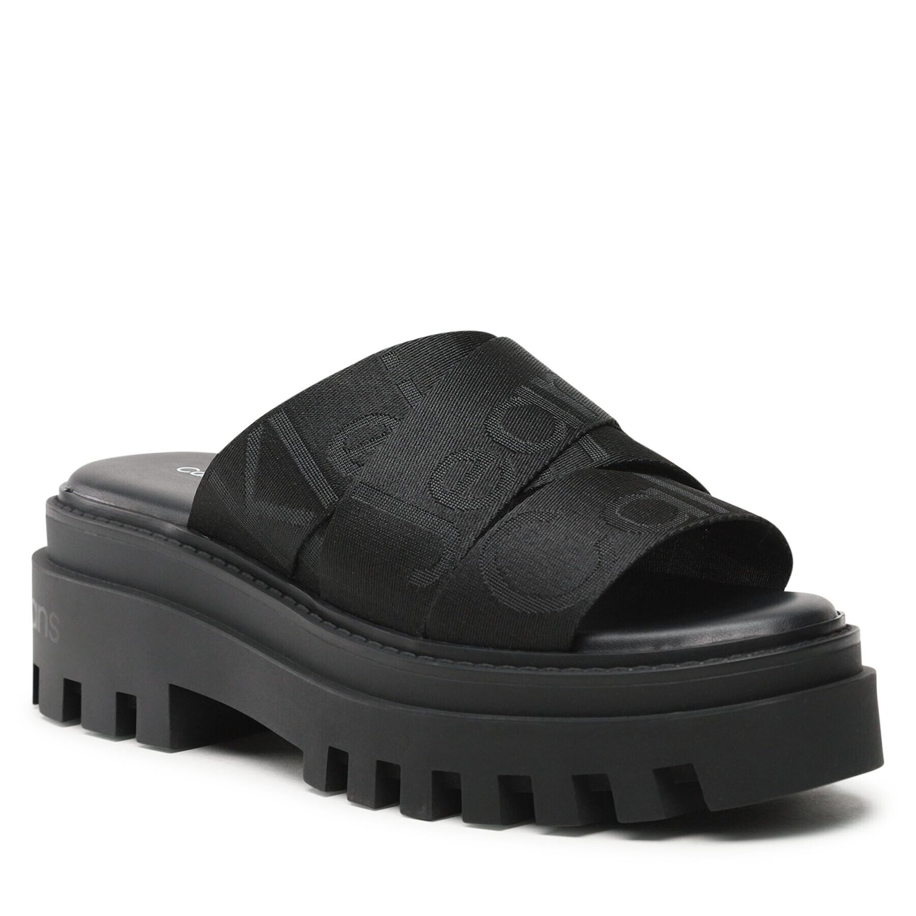 Calvin Klein Jeans Șlapi Toothy Combat Sandal Webbing YW0YW00949 Negru - Pled.ro