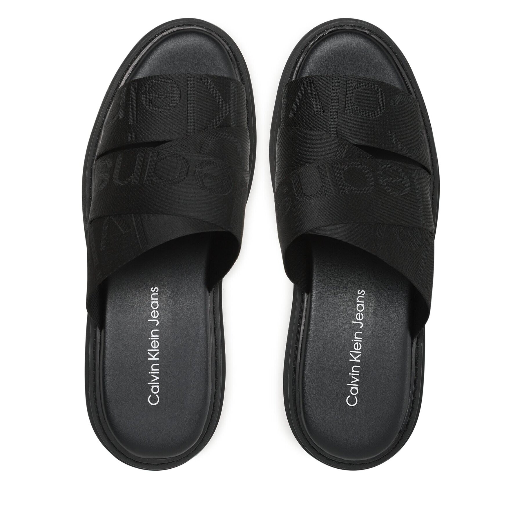 Calvin Klein Jeans Șlapi Toothy Combat Sandal Webbing YW0YW00949 Negru - Pled.ro