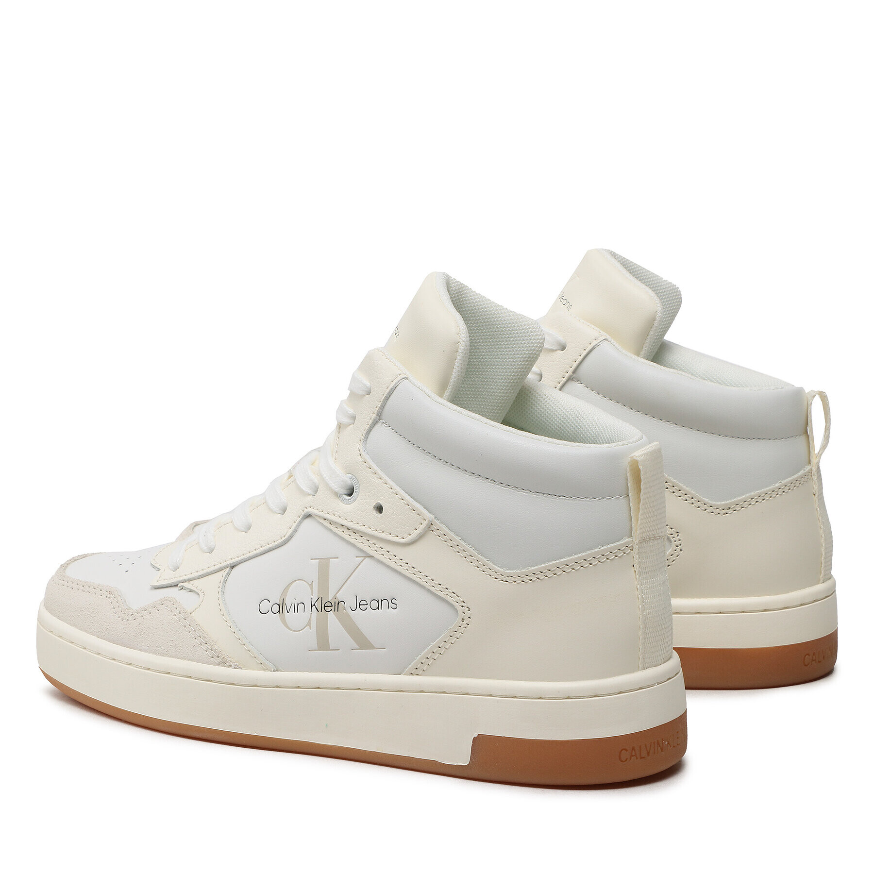 Calvin Klein Jeans Sneakers Basket Cupsole Mid Leather YW0YW00877 Alb - Pled.ro